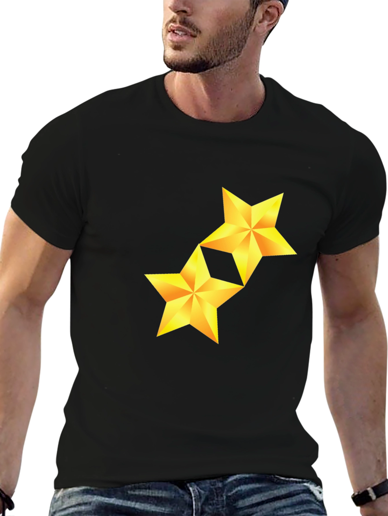 Golden Star Graphic Black Tee