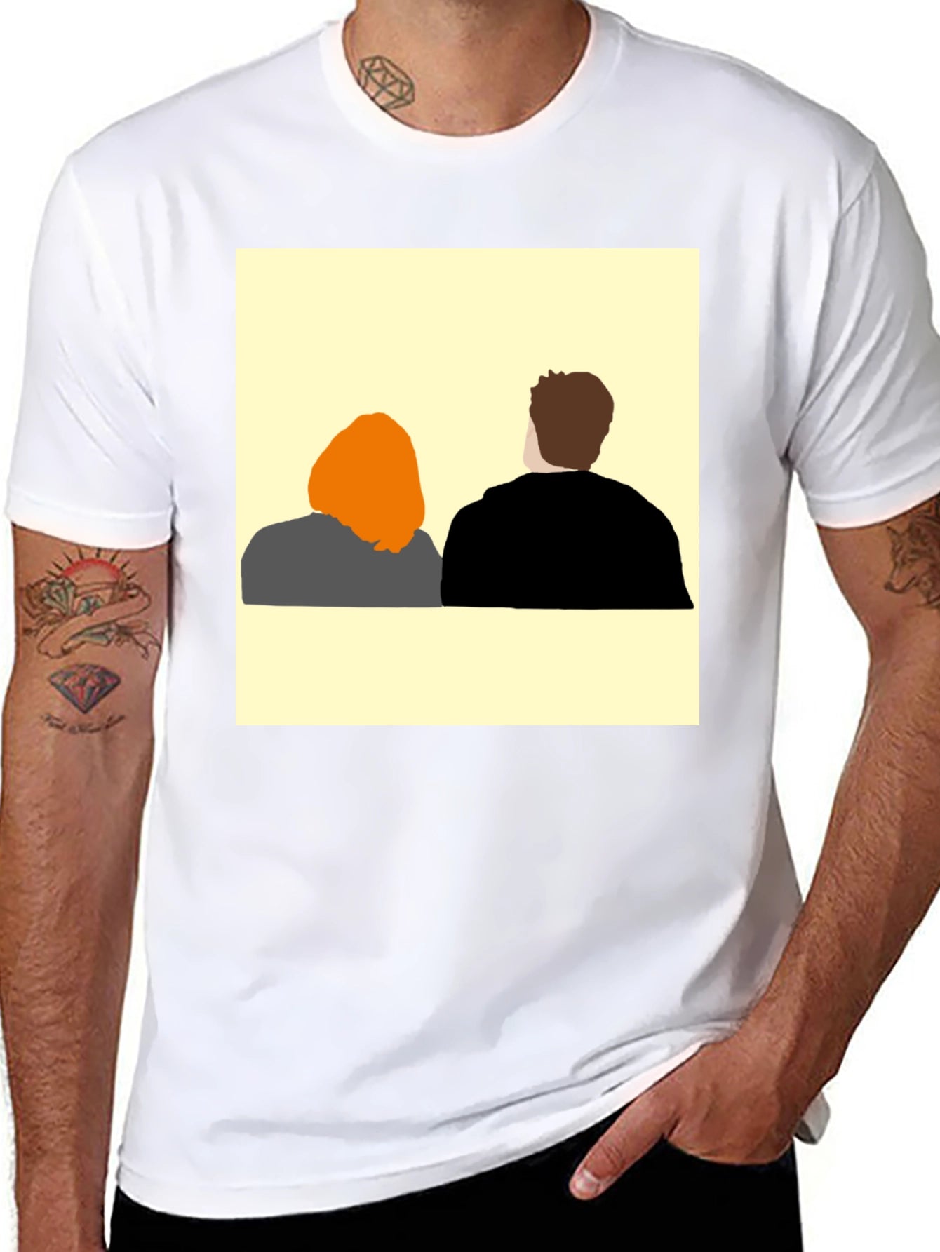 Abstract Couple T-Shirt - Black Graphic Tee