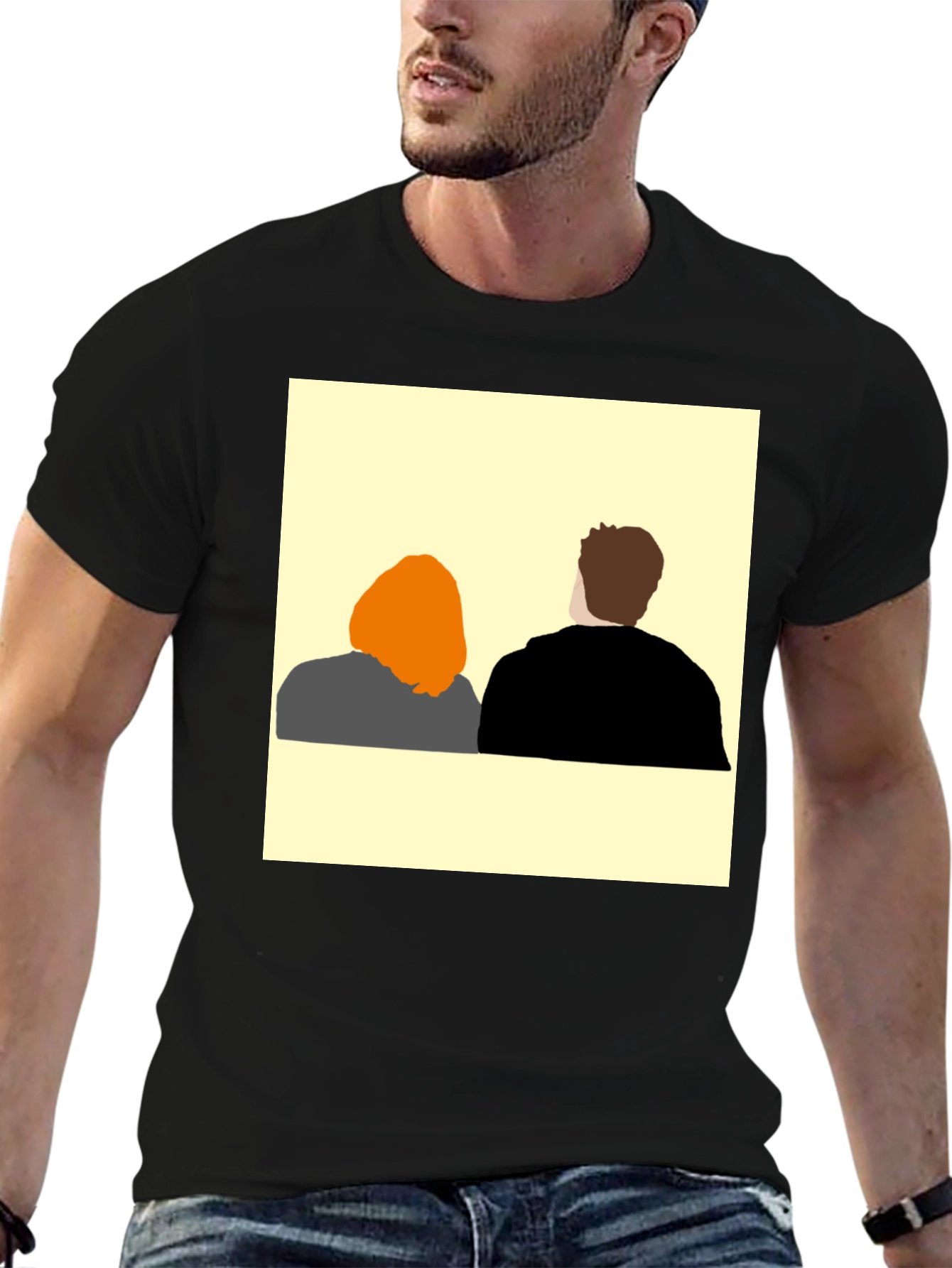 Abstract Couple T-Shirt - Black Graphic Tee