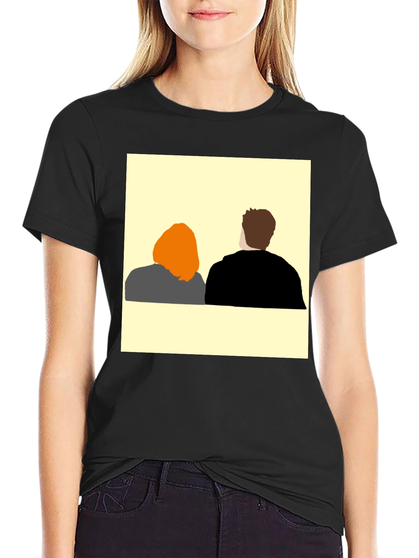 Abstract Couple T-Shirt - Black Graphic Tee