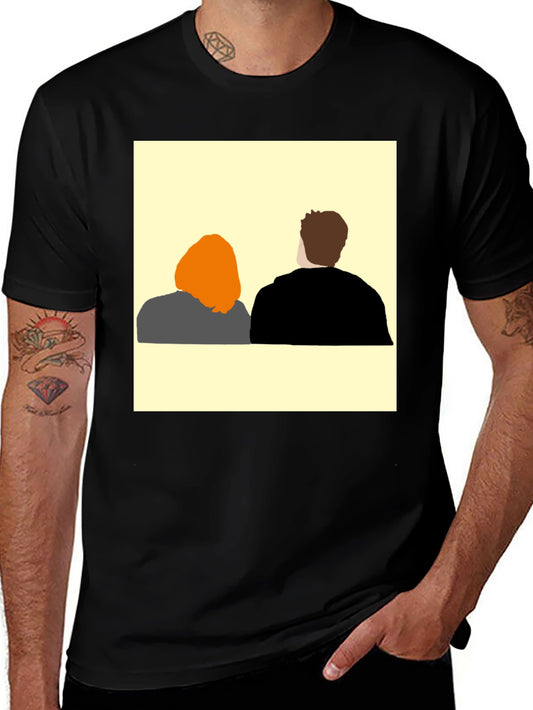 Abstract Couple T-Shirt - Black Graphic Tee