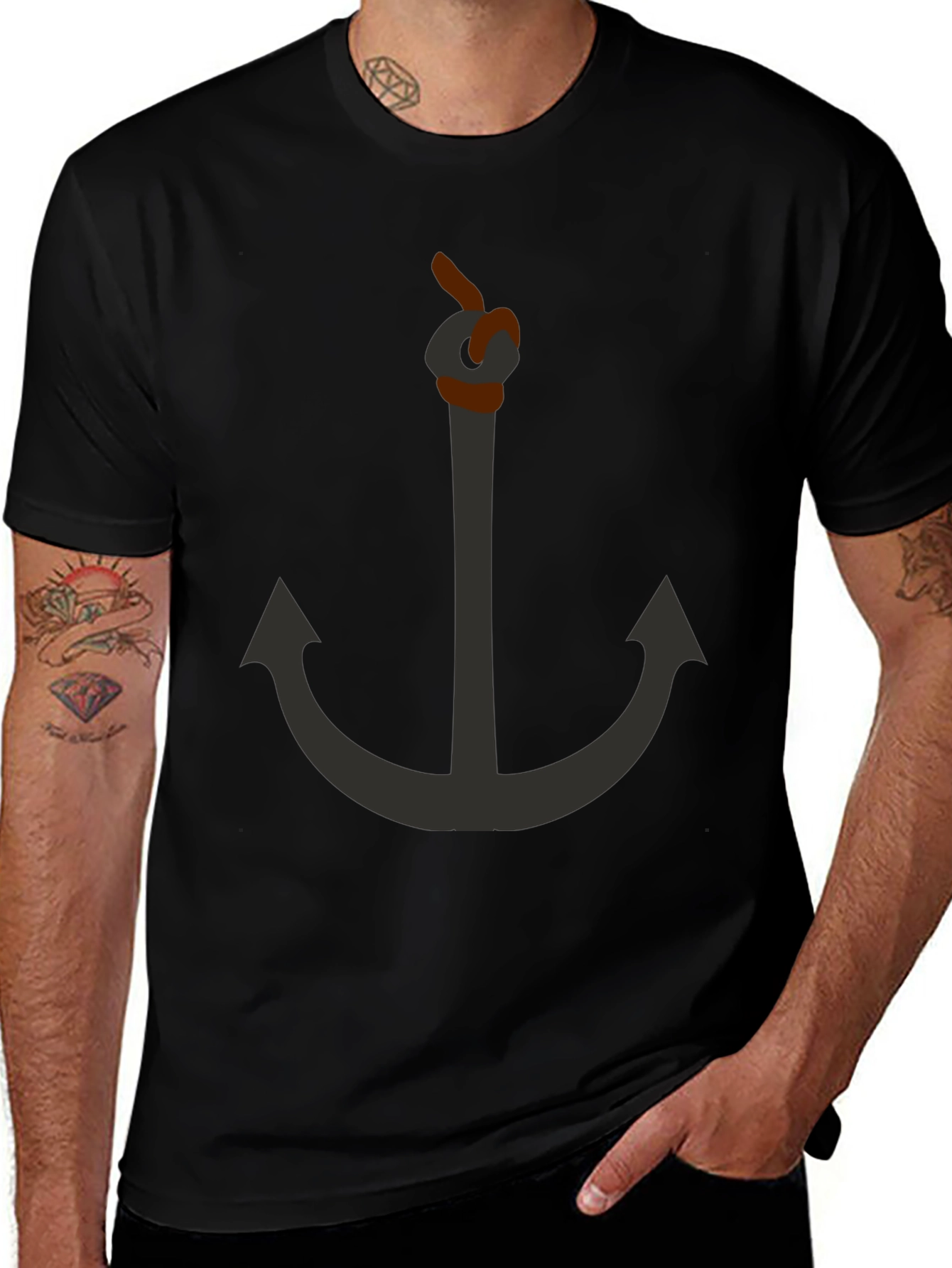 Anchor Graphic Black T-Shirt - Nautical Style