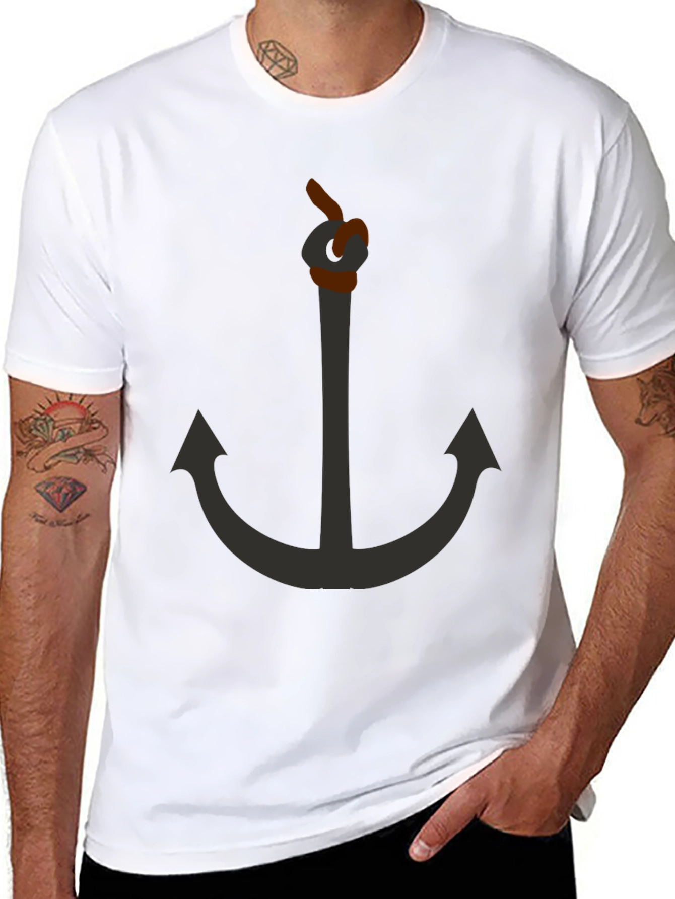 Anchor Graphic Black T-Shirt - Nautical Style