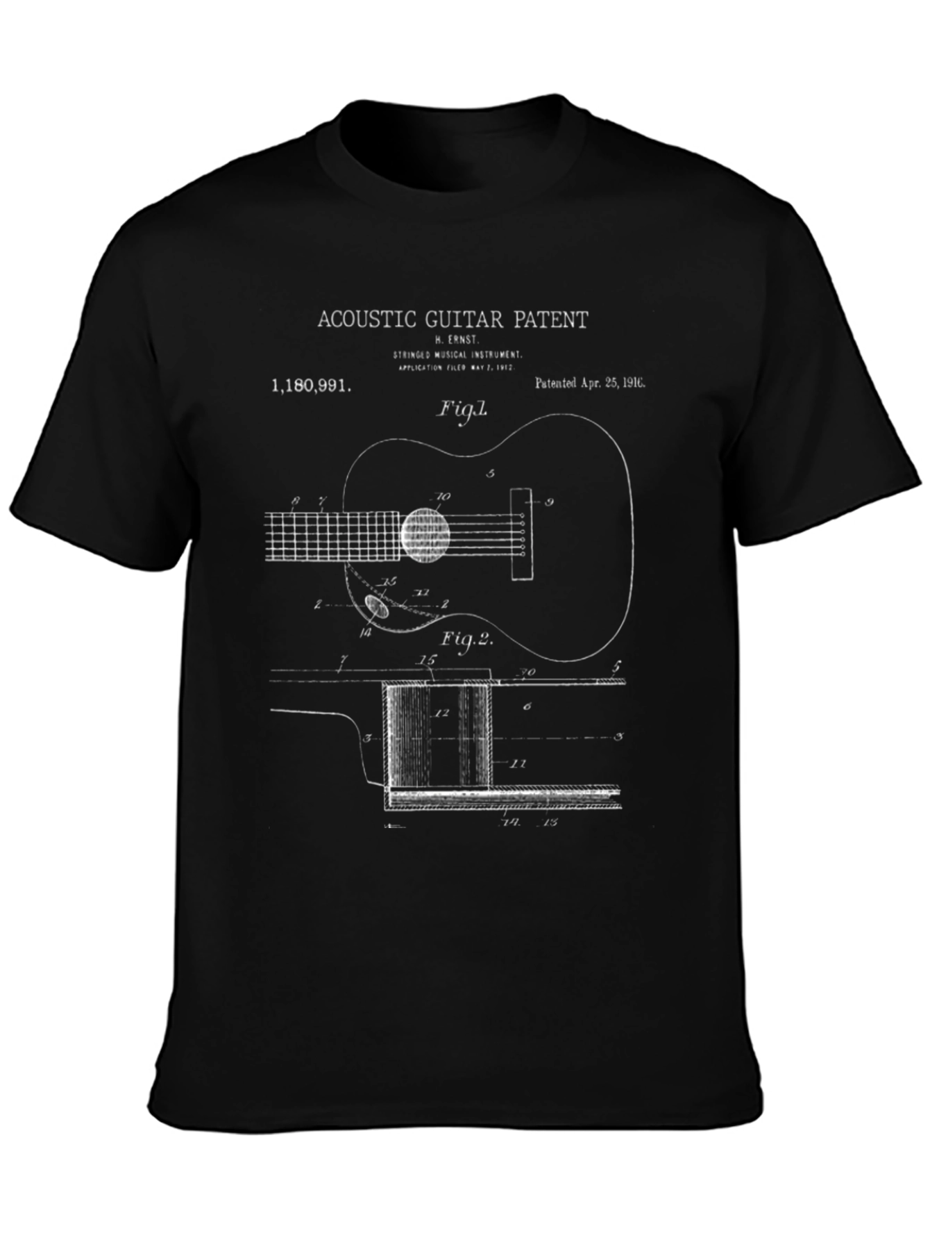 Acoustic Guitar Patent Print T-Shirt