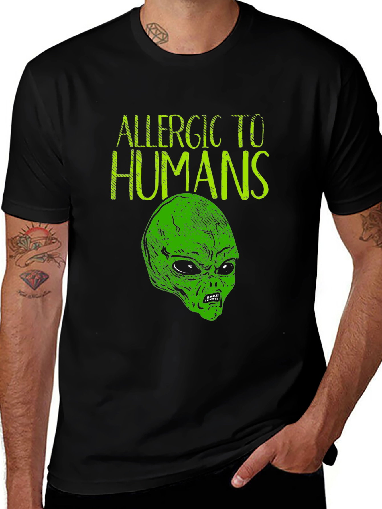Allergic to Humans Alien Graphic Tee
