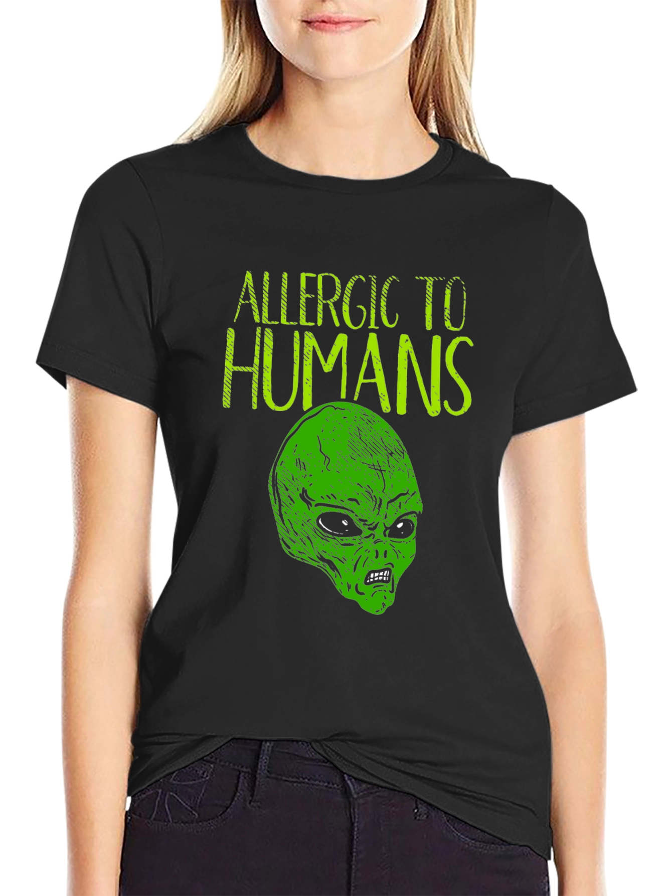 Allergic to Humans Alien Graphic Tee