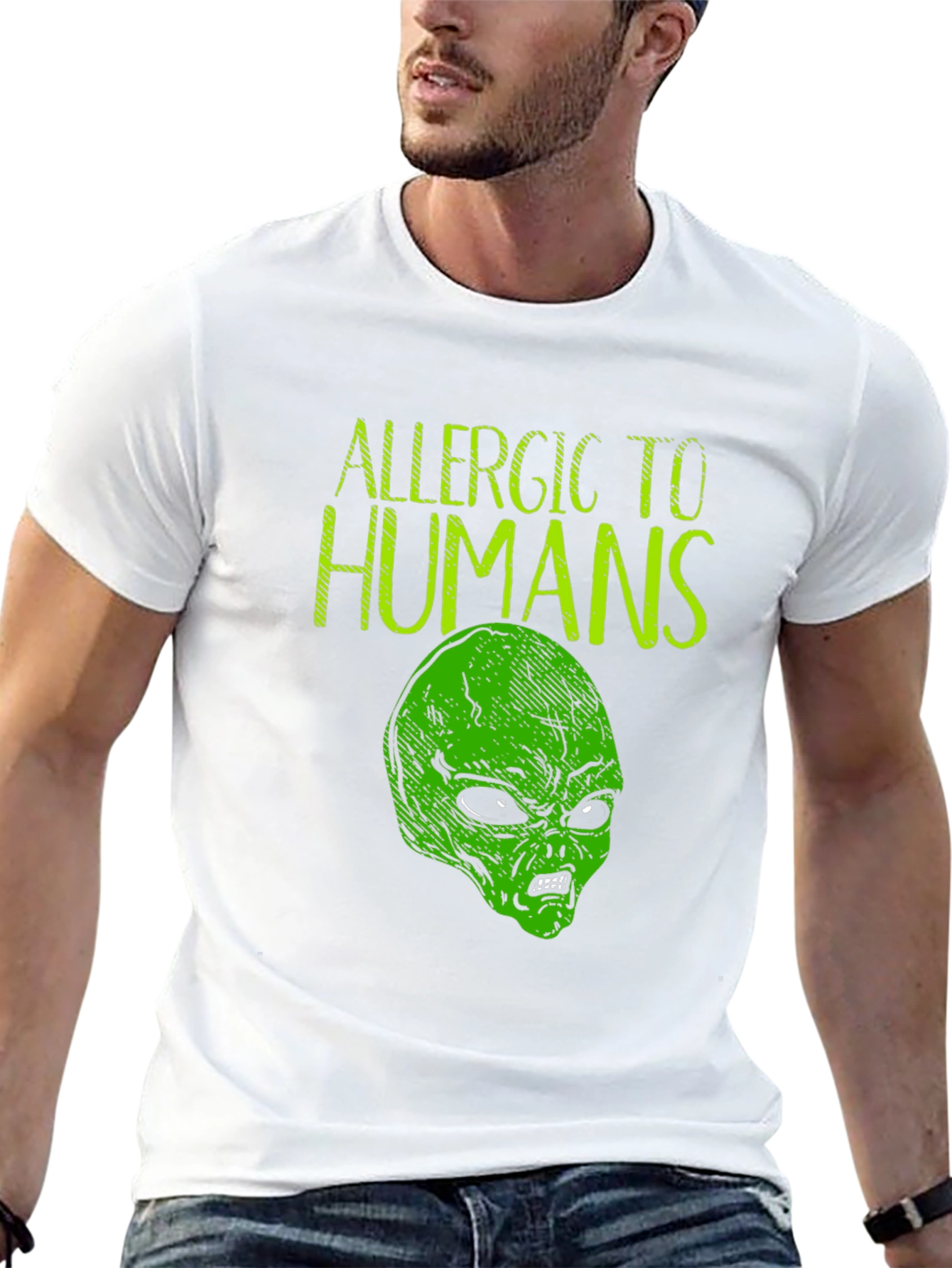 Allergic to Humans Alien Graphic Tee