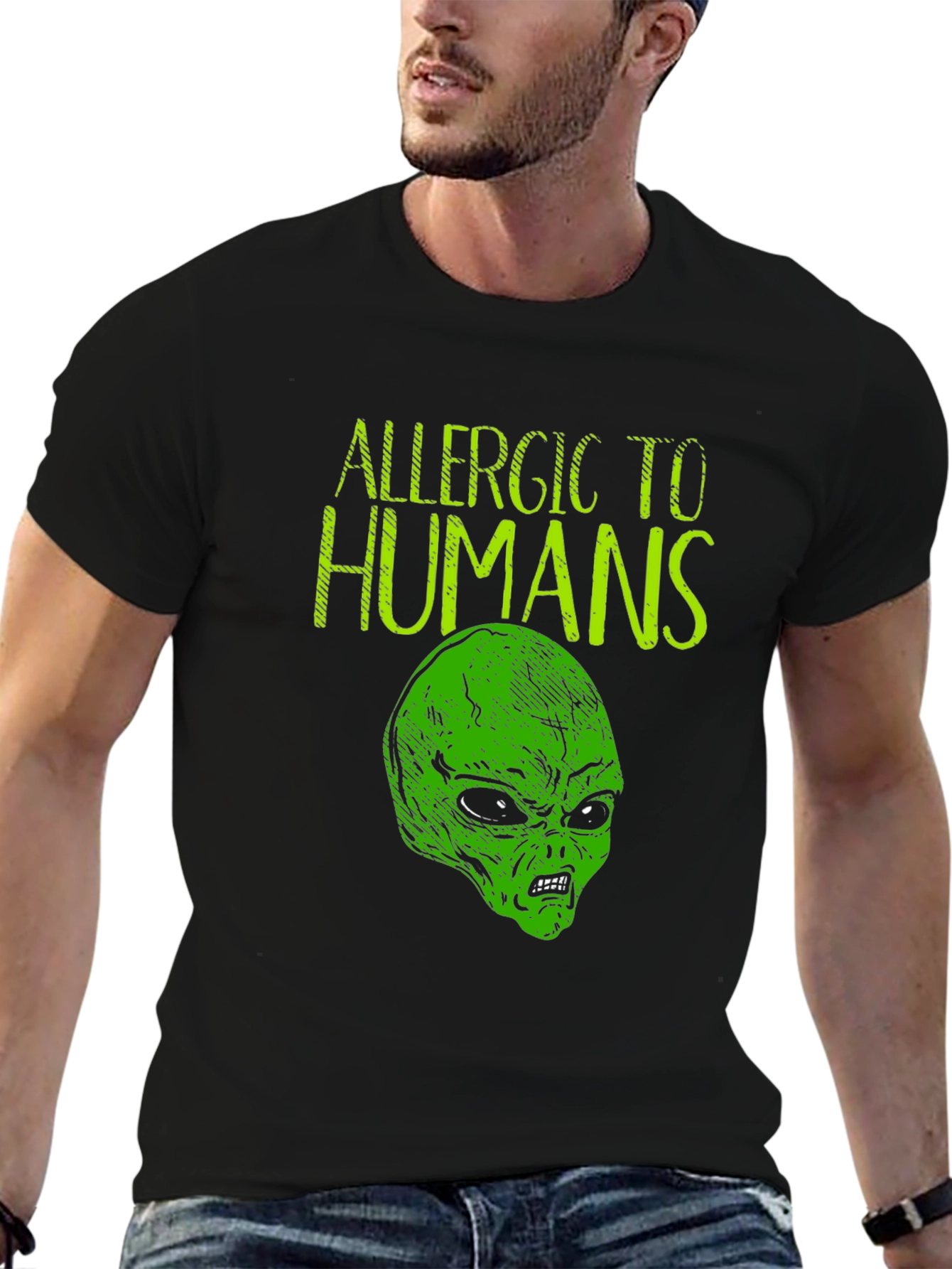 Allergic to Humans Alien Graphic Tee