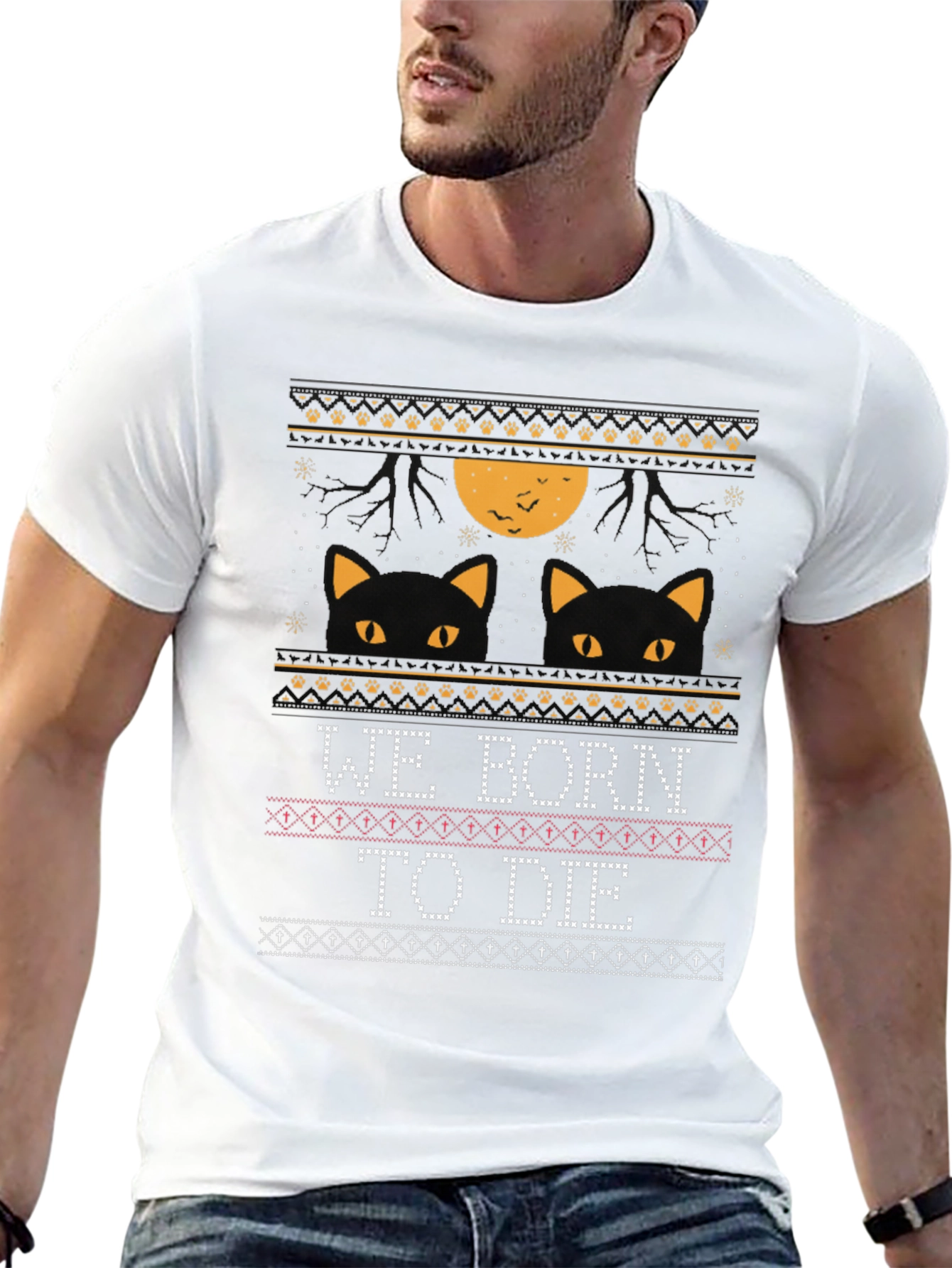 Halloween Cats We Born To Die T-Shirt