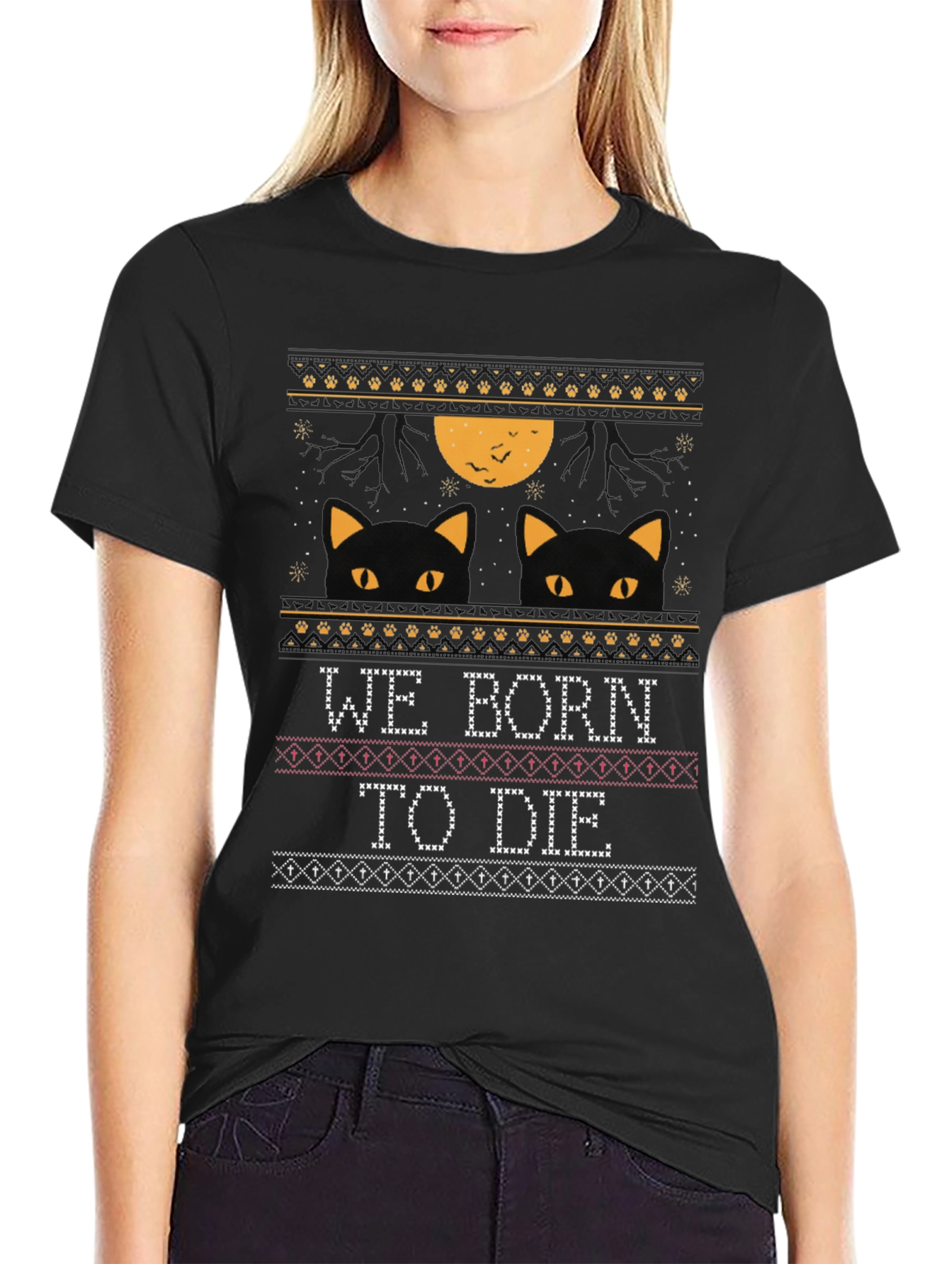 Halloween Cats We Born To Die T-Shirt