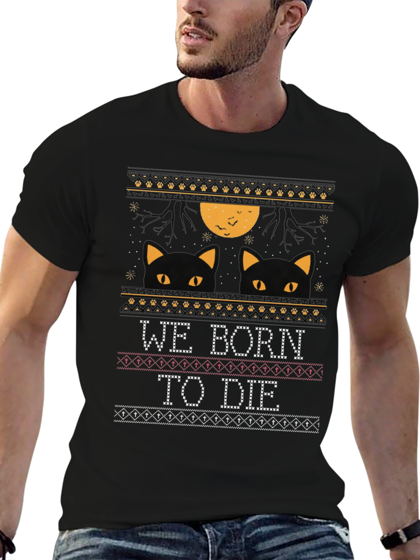 Halloween Cats We Born To Die T-Shirt