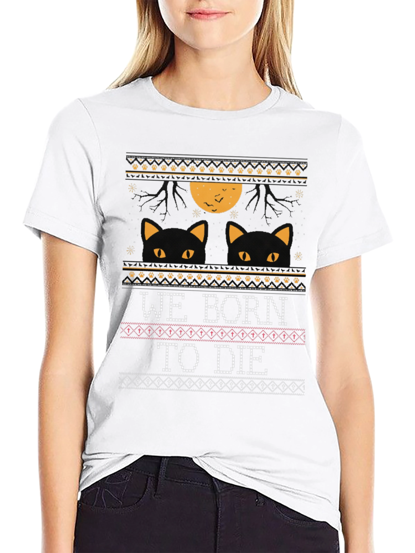 Halloween Cats We Born To Die T-Shirt