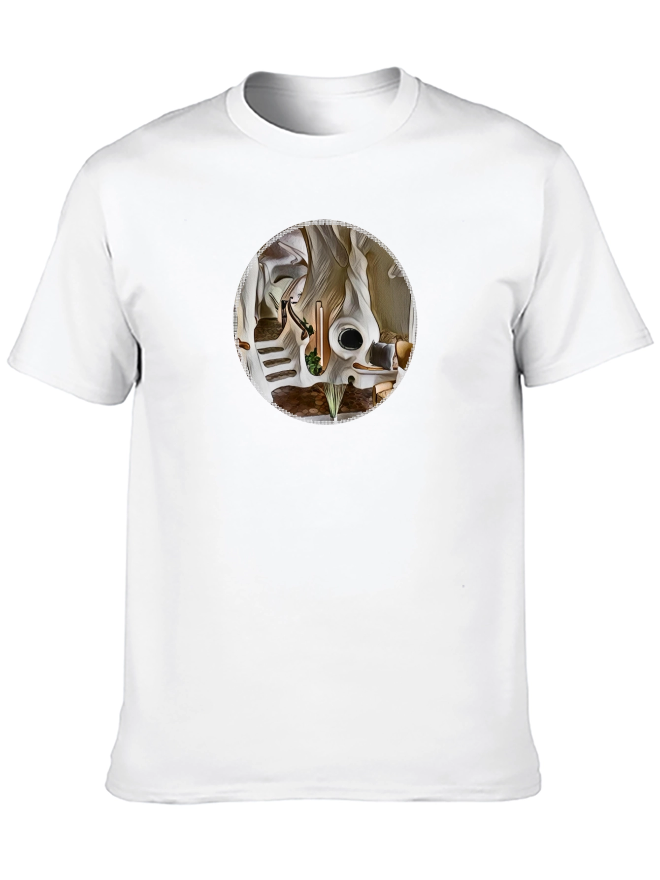 Abstract Circle Graphic Tee - Black Cotton Shirt