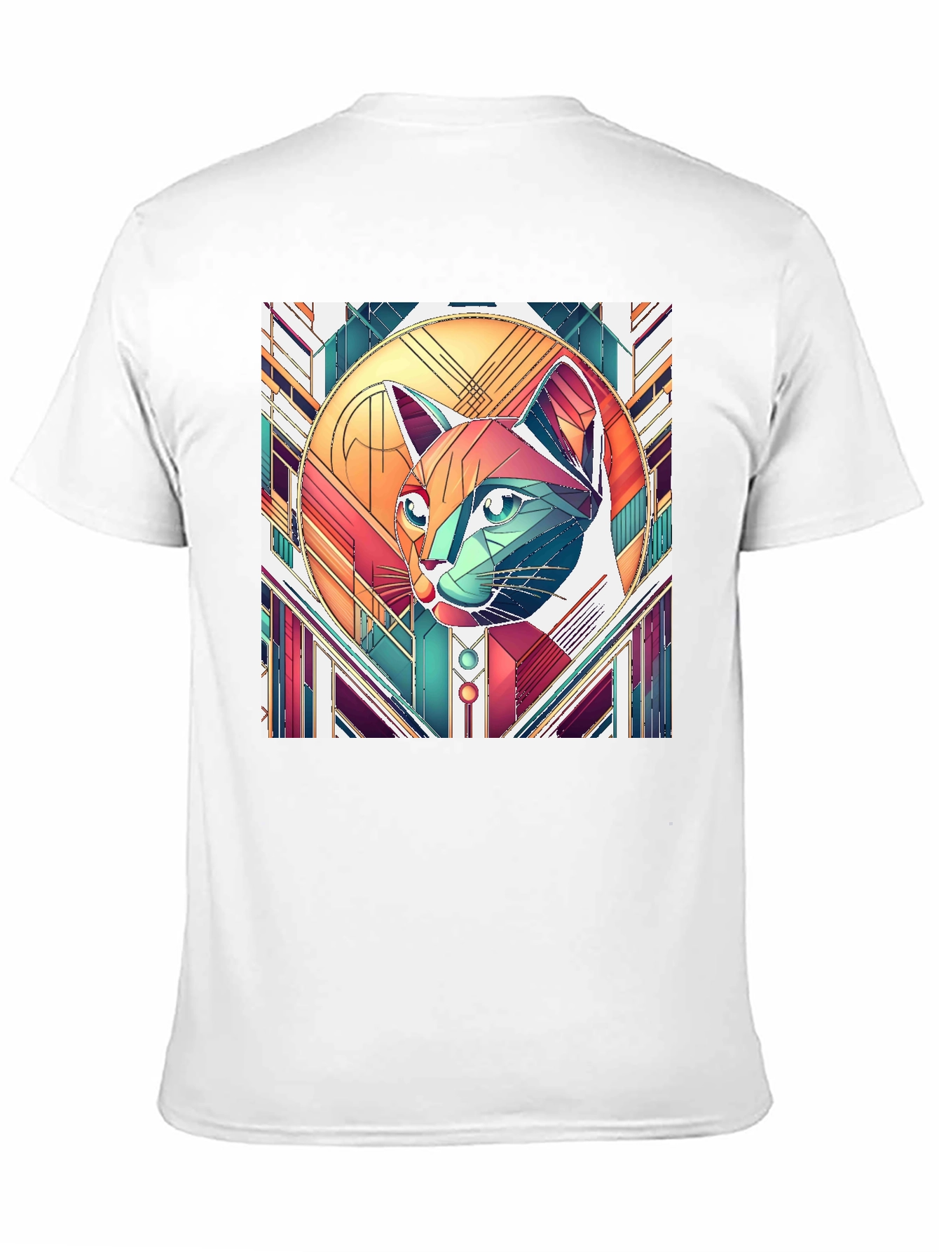 Geometric Cat Art T-Shirt - Modern Graphic Tee