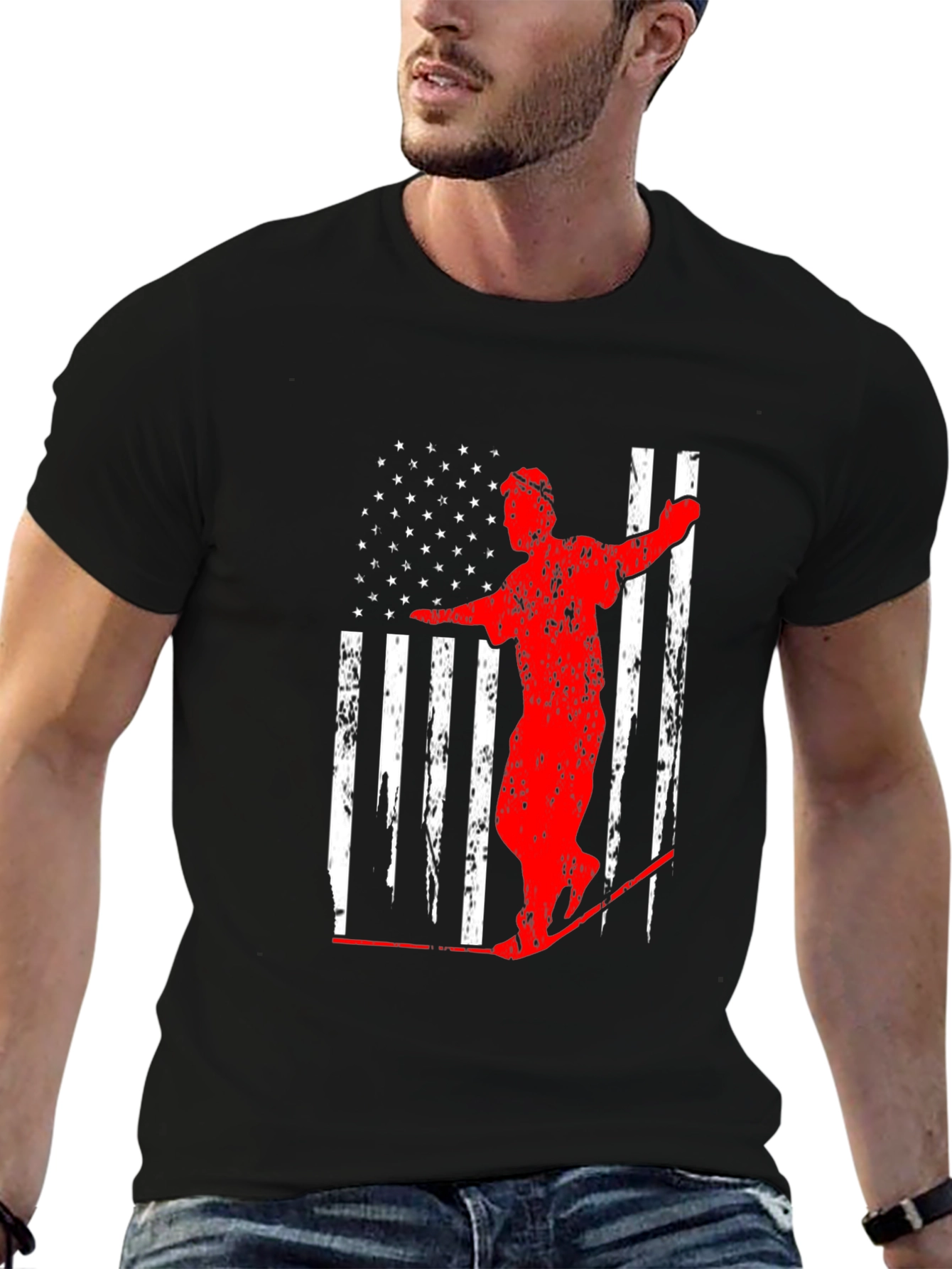 American Flag Ski T-Shirt