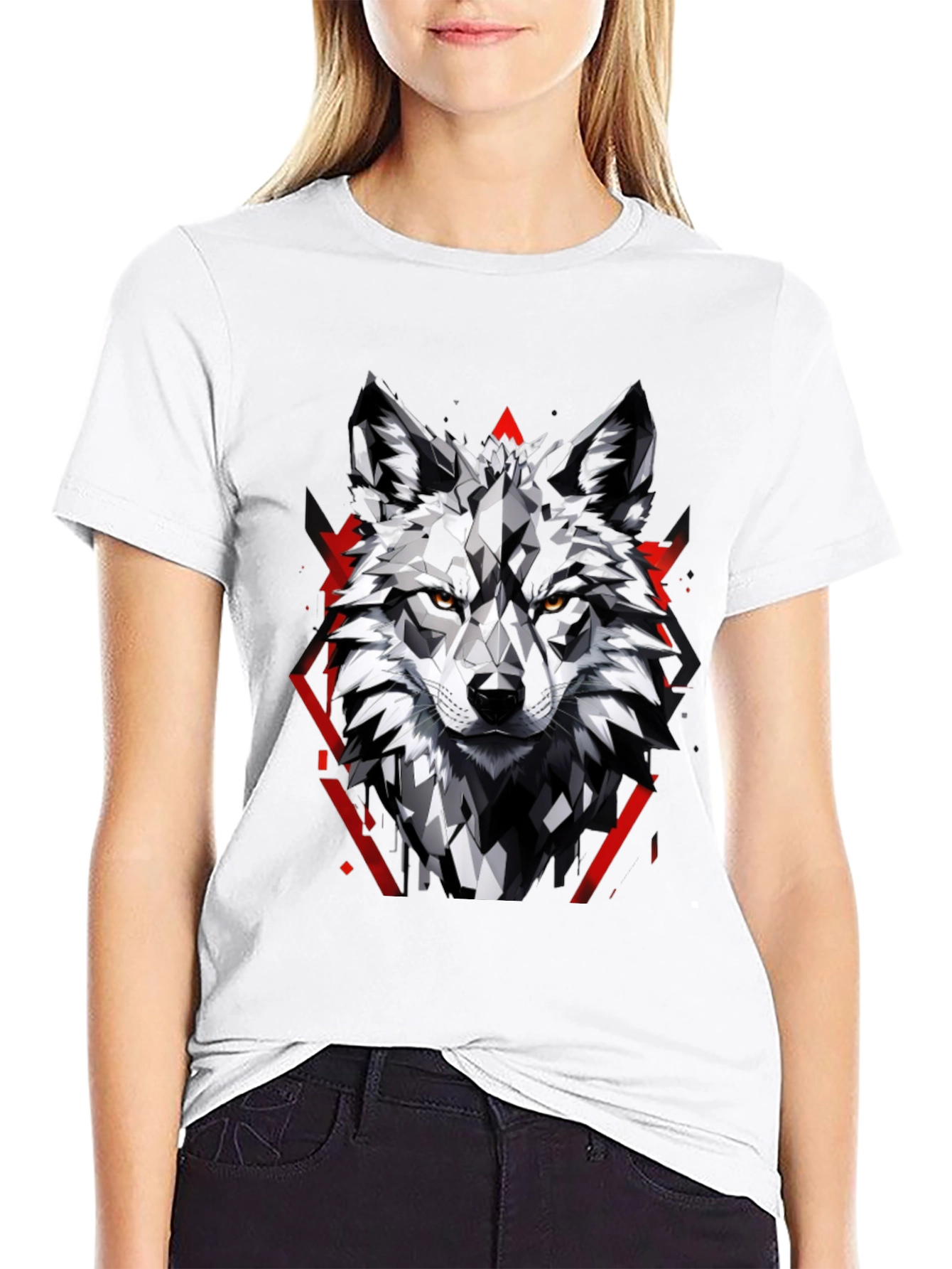 Geometric Wolf Graphic Tee - Modern Style