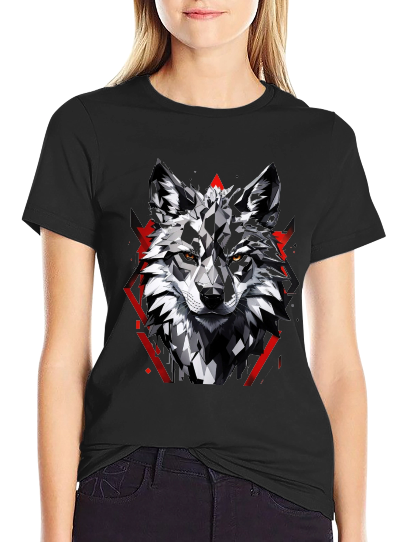 Geometric Wolf Graphic Tee - Modern Style