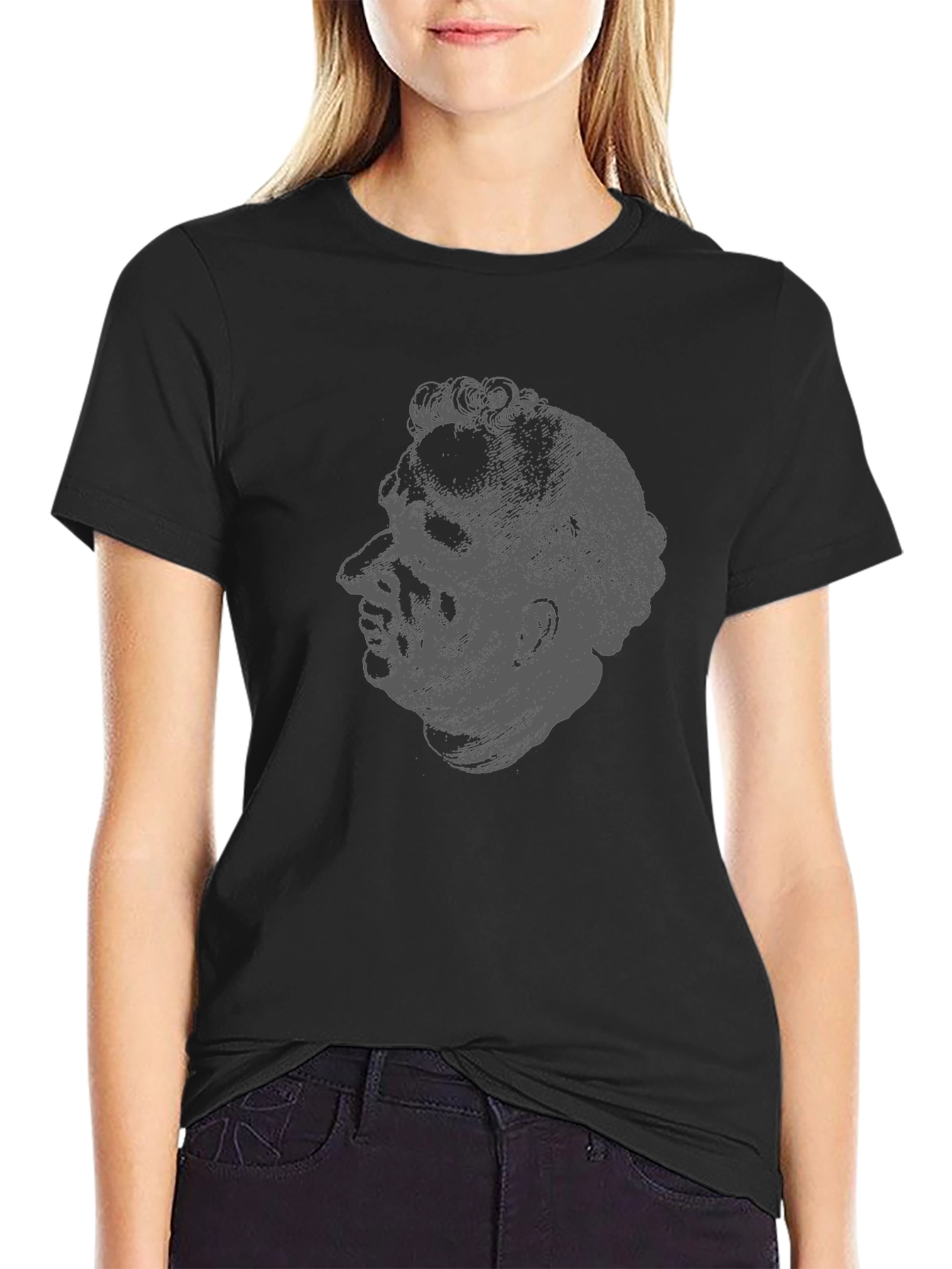 Gothic Head Print Tee - Dark Aesthetic
