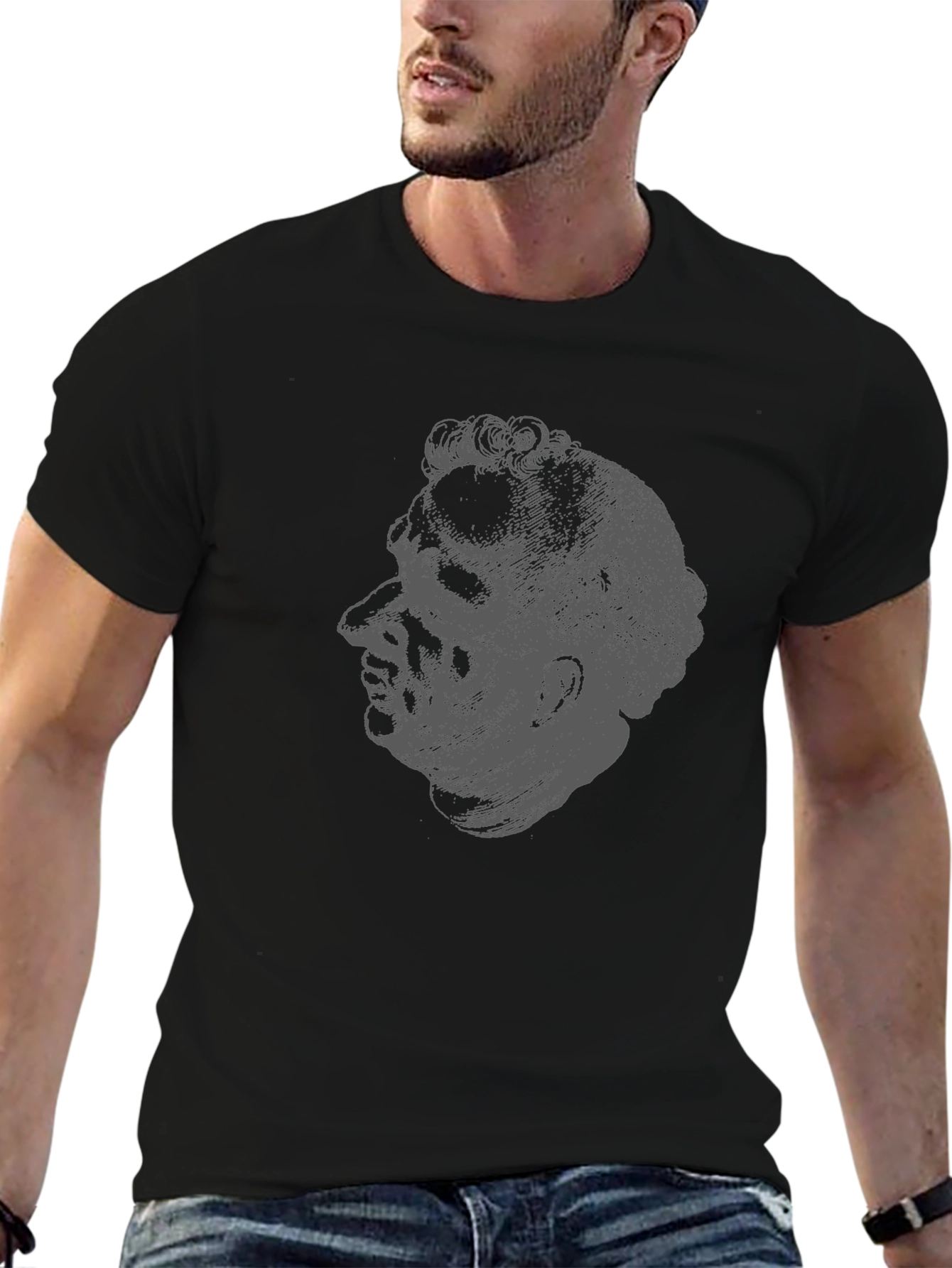 Gothic Head Print Tee - Dark Aesthetic