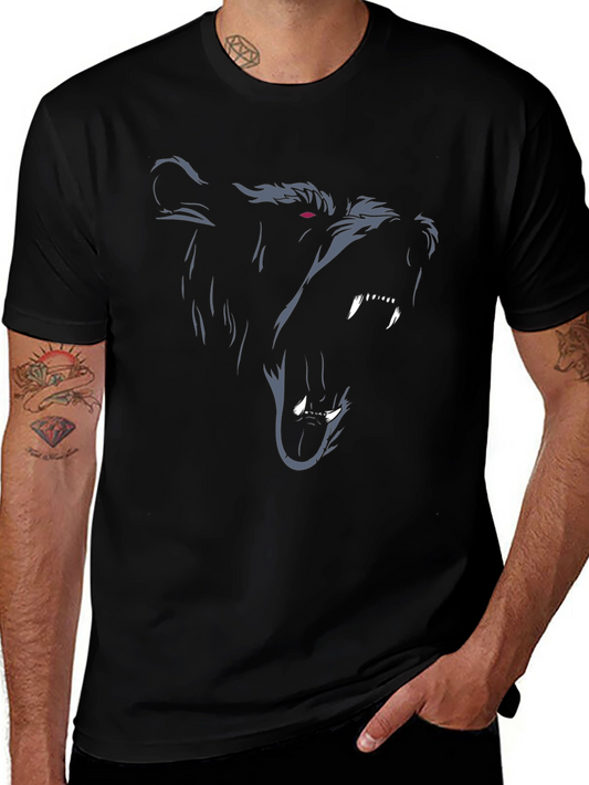 Grizzly Bear Graphic Print Black T-Shirt