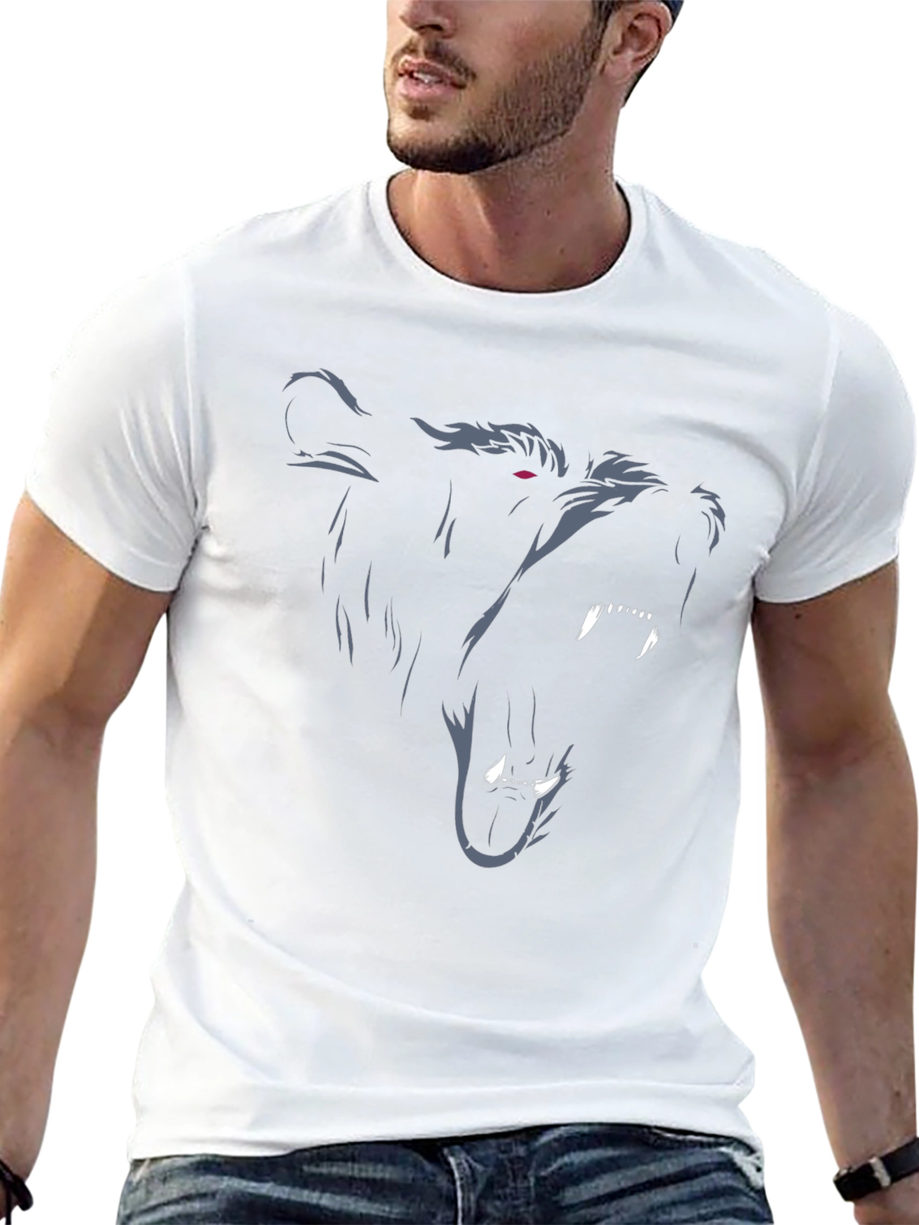 Grizzly Bear Graphic Print Black T-Shirt