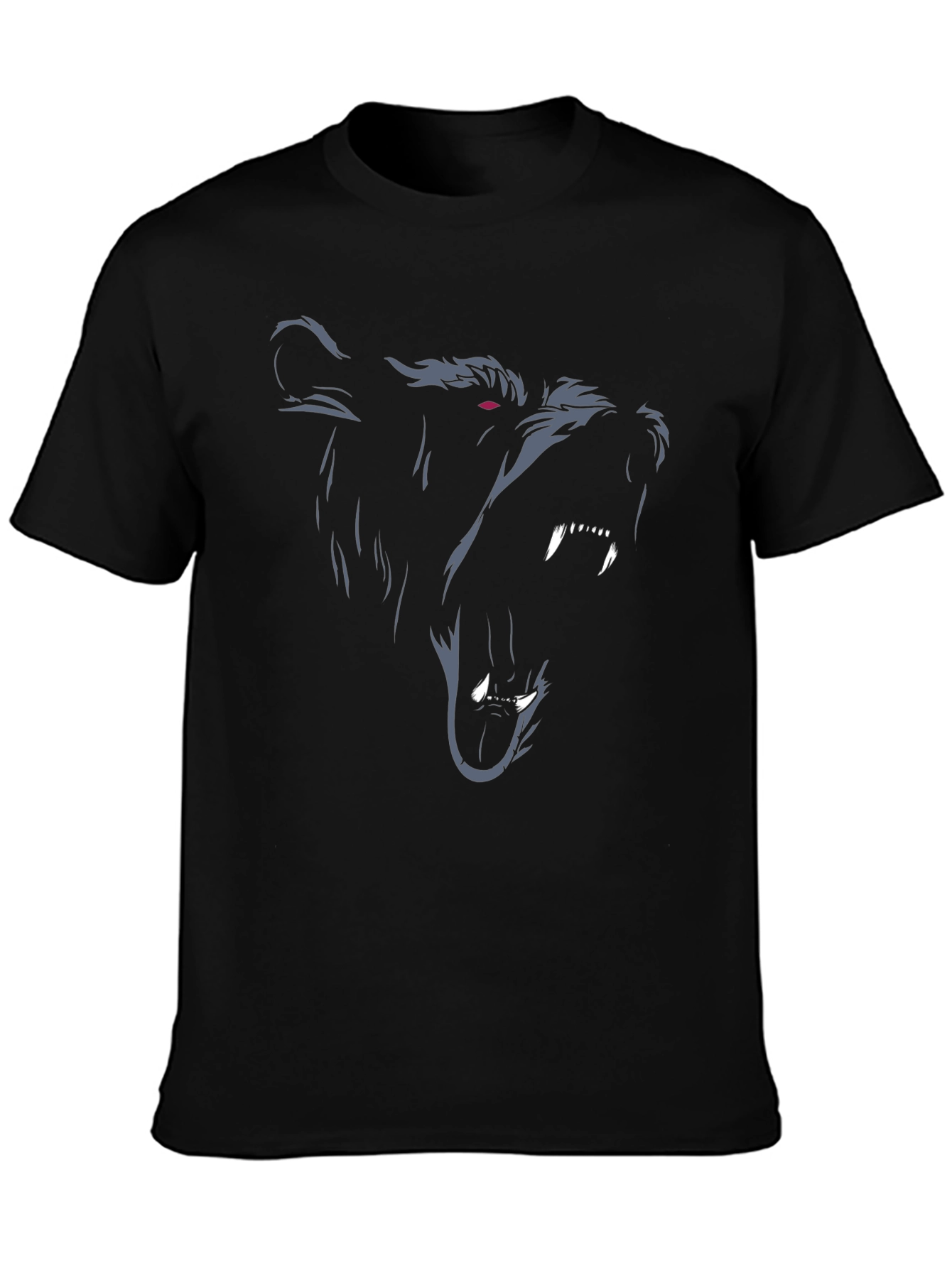 Grizzly Bear Graphic Print Black T-Shirt