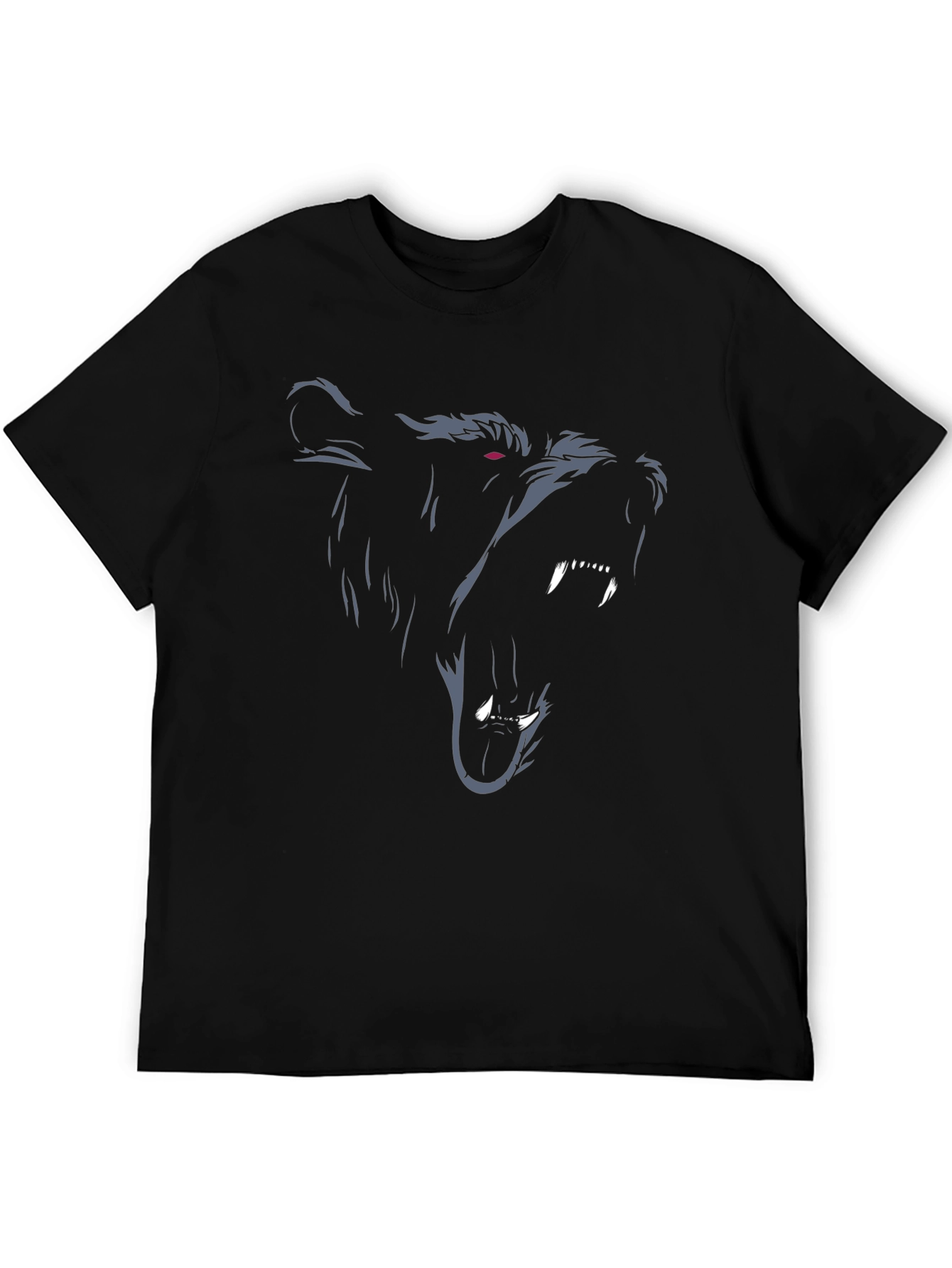 Grizzly Bear Graphic Print Black T-Shirt