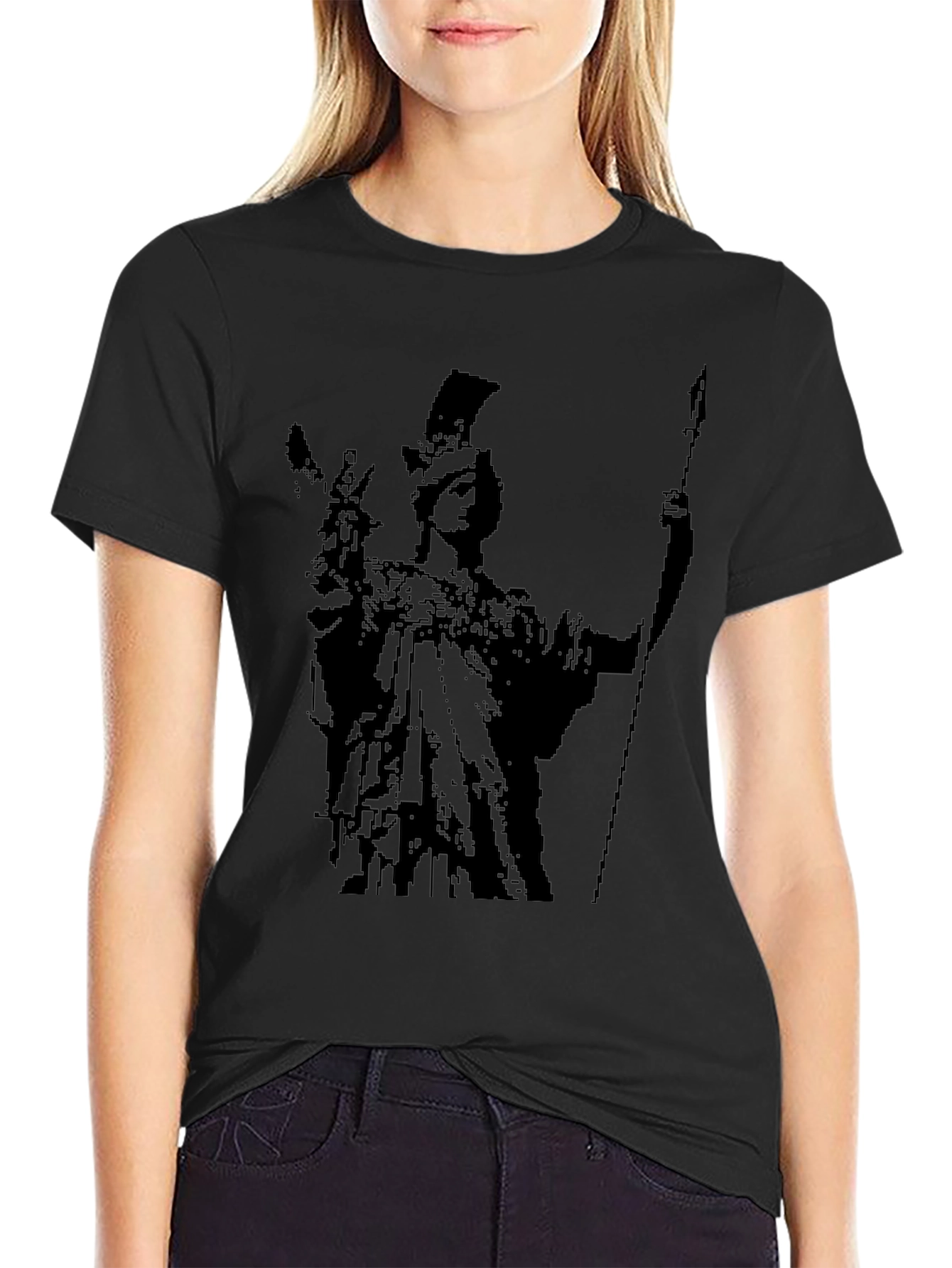 Athena Graphic Tee - Black Cotton Blend
