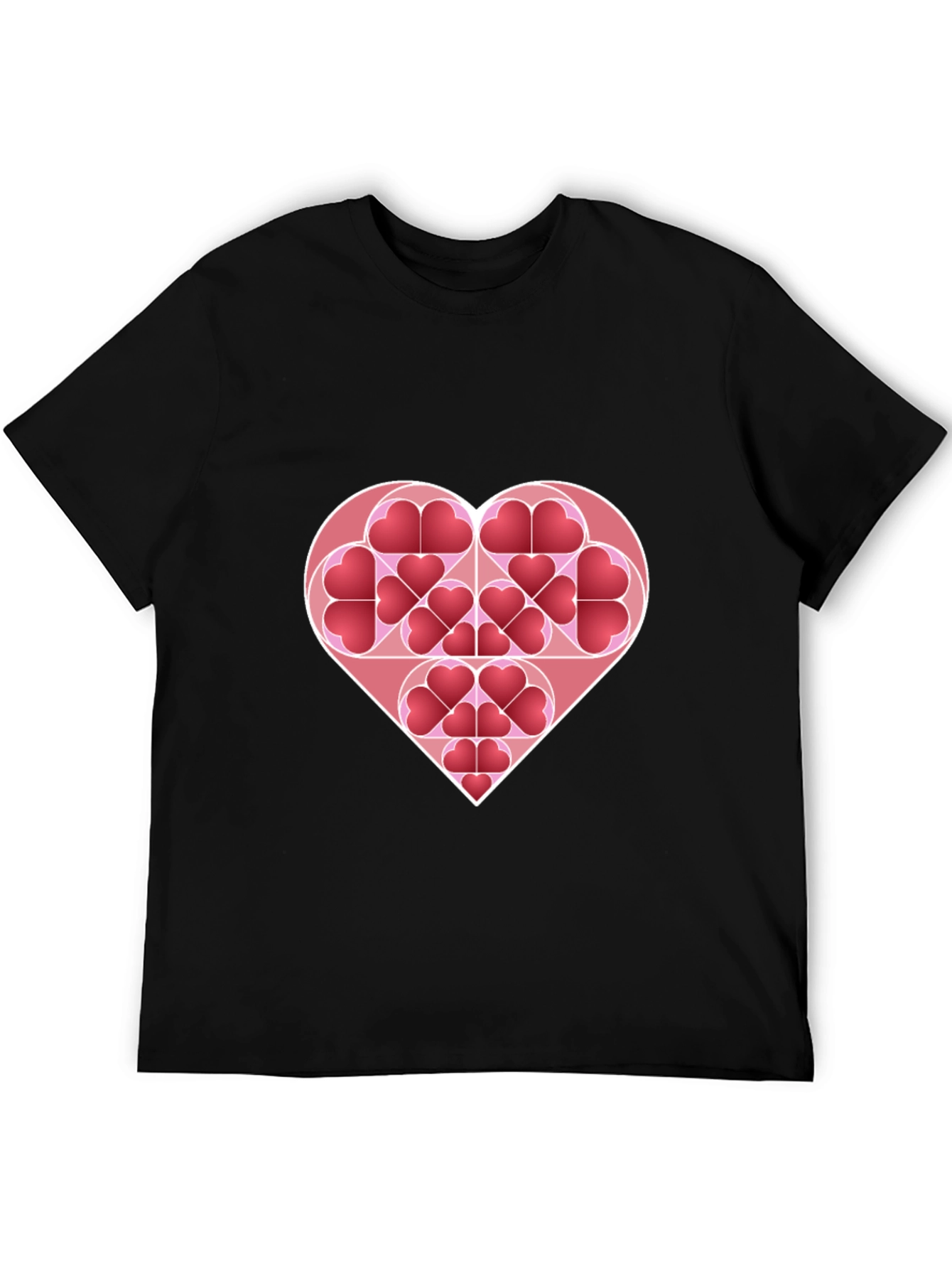Heart Pattern Black T-Shirt