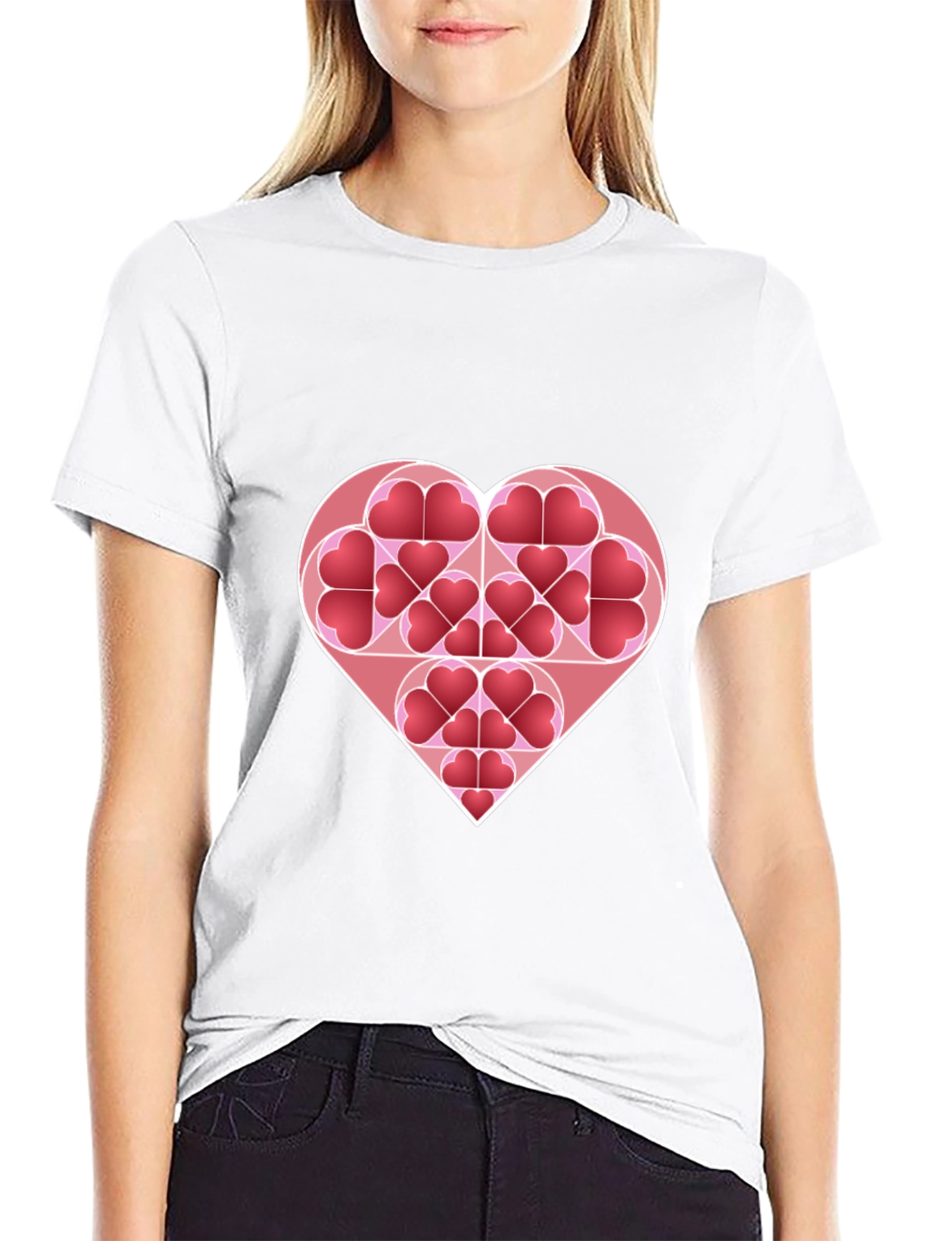 Heart Pattern Black T-Shirt
