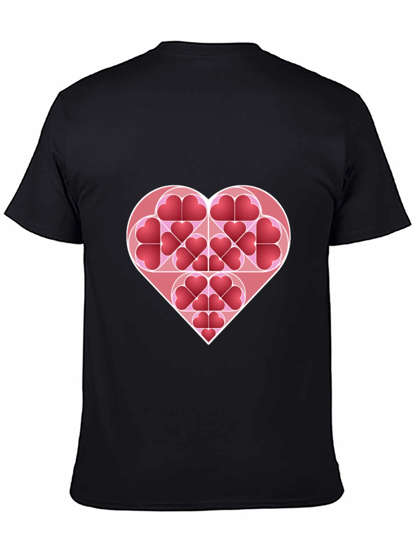 Heart Pattern Black T-Shirt