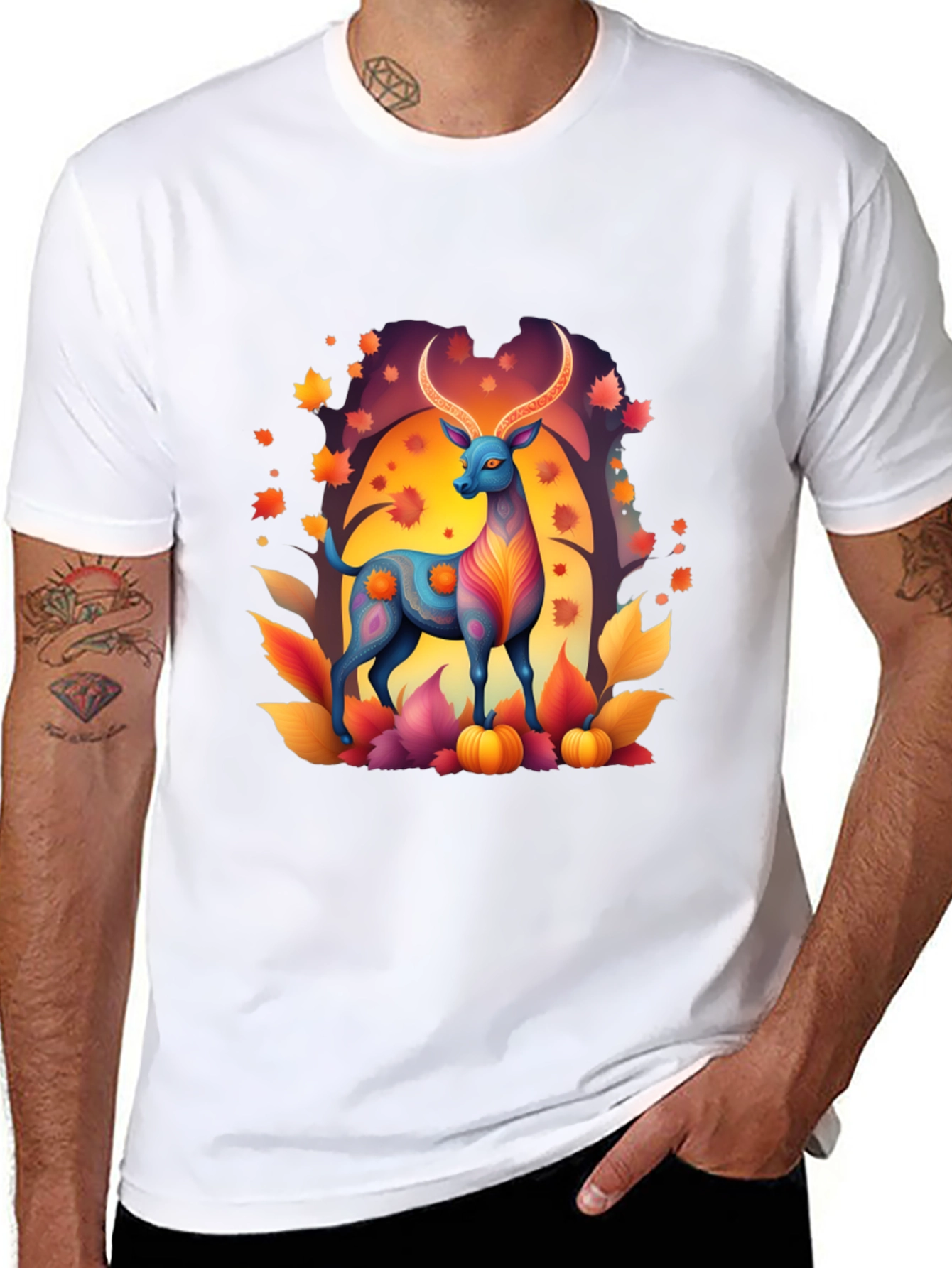 Autumn Deer Graphic Tee - Stylish Fall Apparel