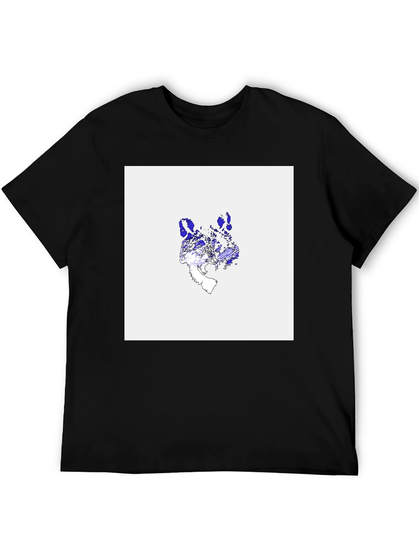 Abstract Wolf Graphic Tee - Black Cotton T-Shirt