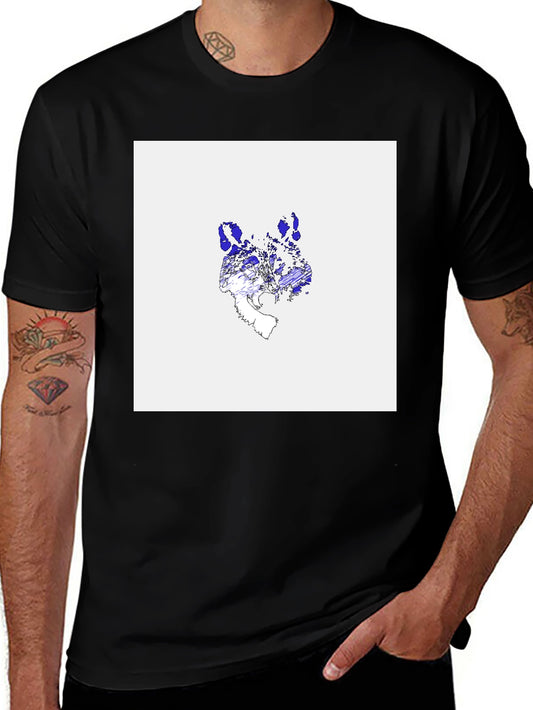 Abstract Wolf Graphic Tee - Black Cotton T-Shirt