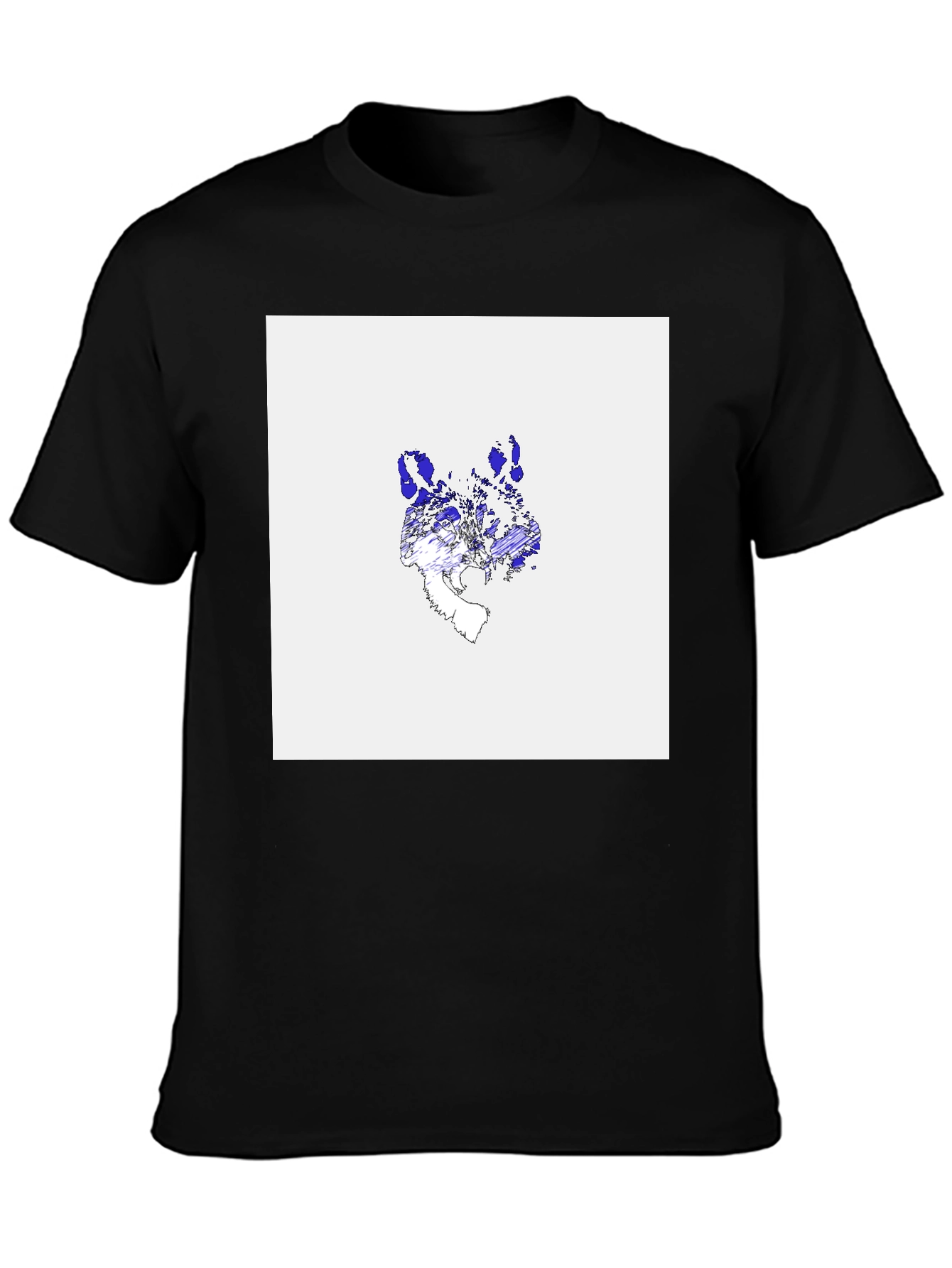 Abstract Wolf Graphic Tee - Black Cotton T-Shirt