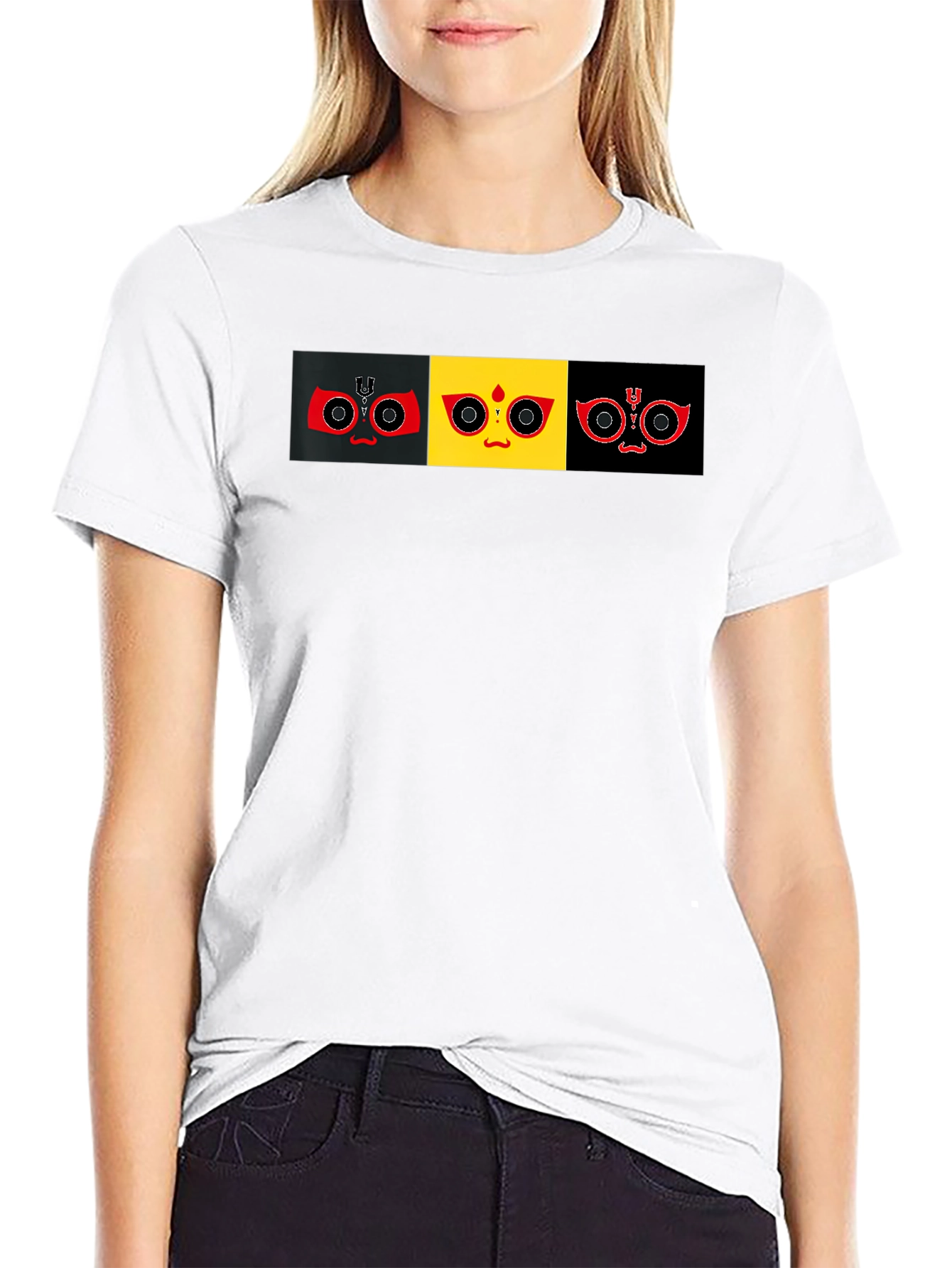 Graphic Print T-Shirt: Abstract Faces Tee
