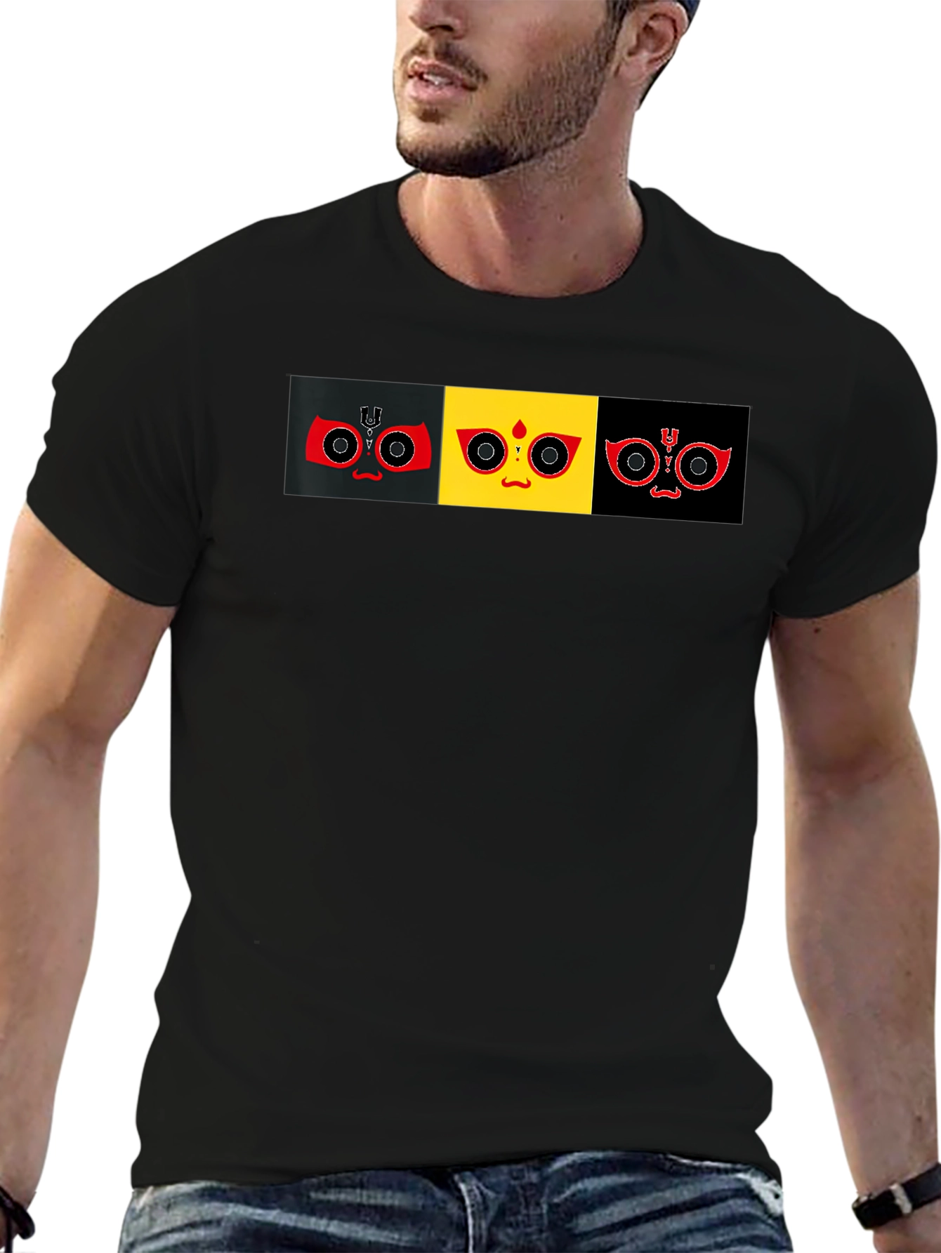 Graphic Print T-Shirt: Abstract Faces Tee