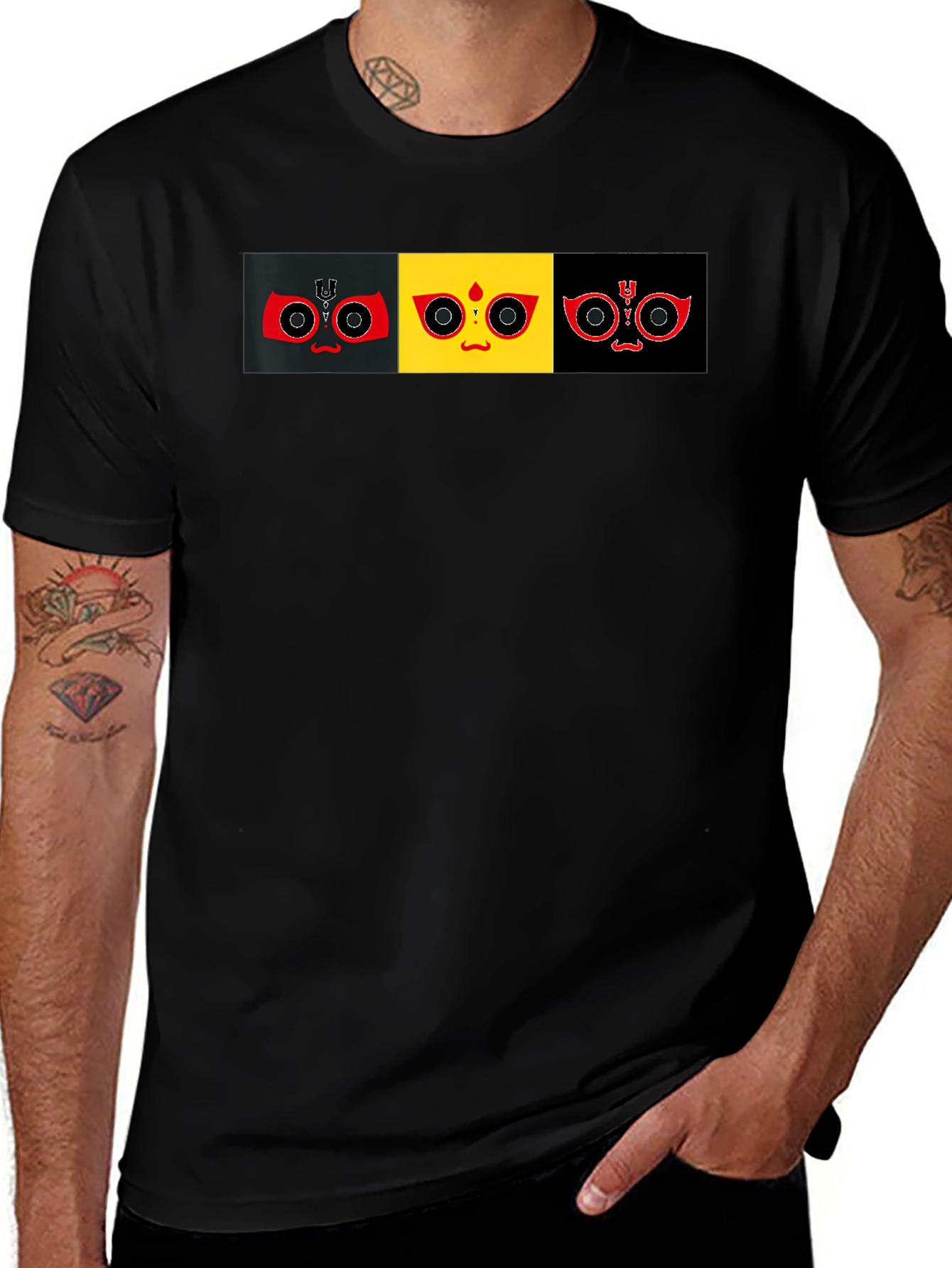 Graphic Print T-Shirt: Abstract Faces Tee