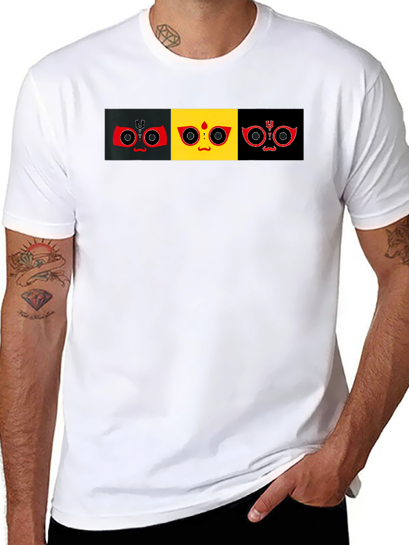 Graphic Print T-Shirt: Abstract Faces Tee