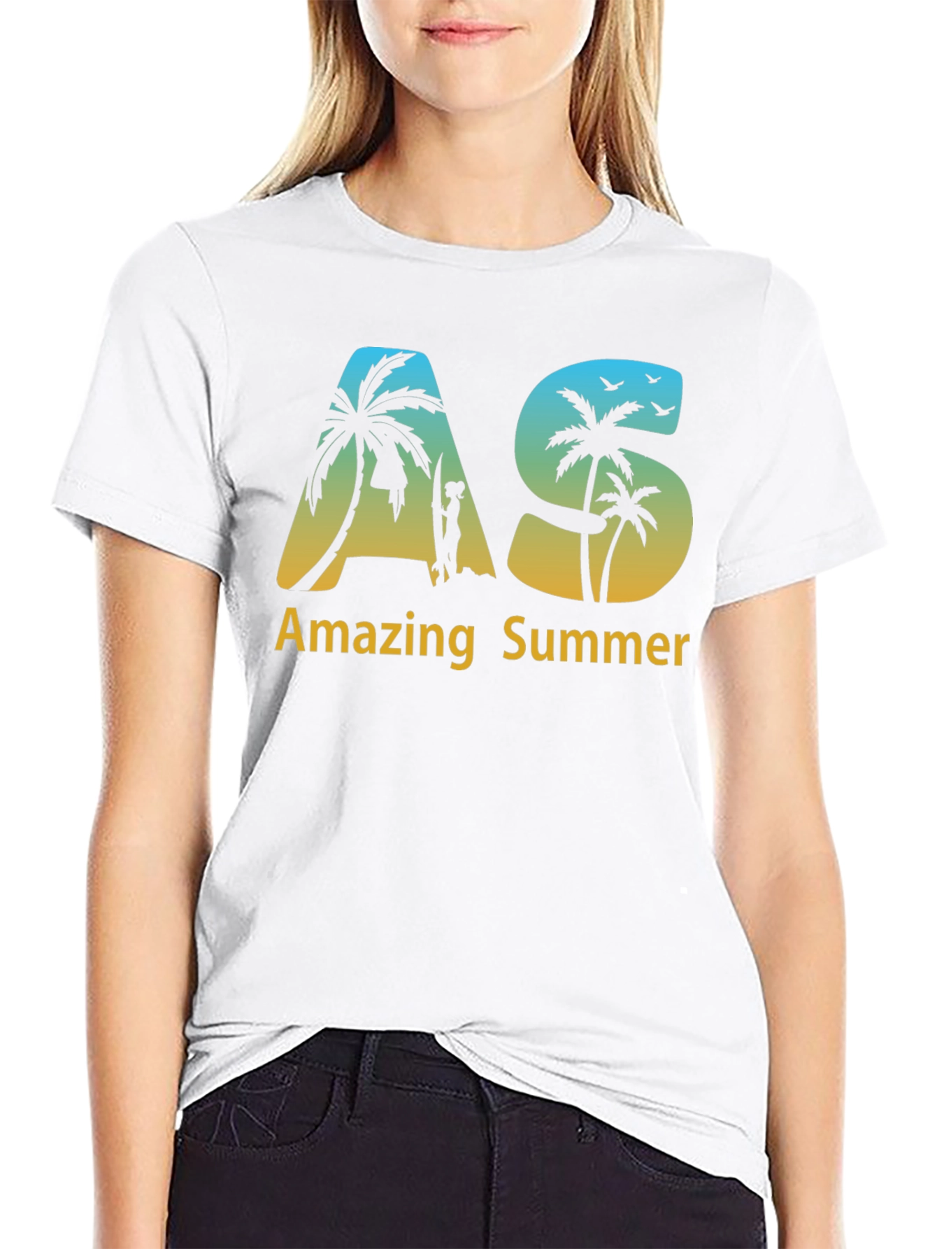 Amazing Summer Black T-Shirt with Beach Graphic