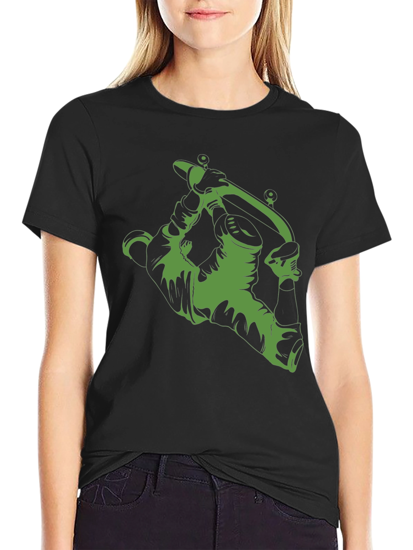 Green Tattoo Machine Graphic Black T-Shirt