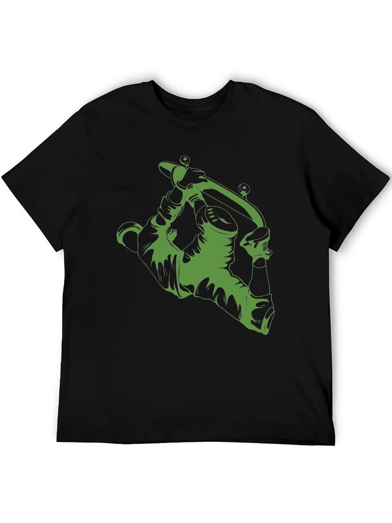 Green Tattoo Machine Graphic Black T-Shirt