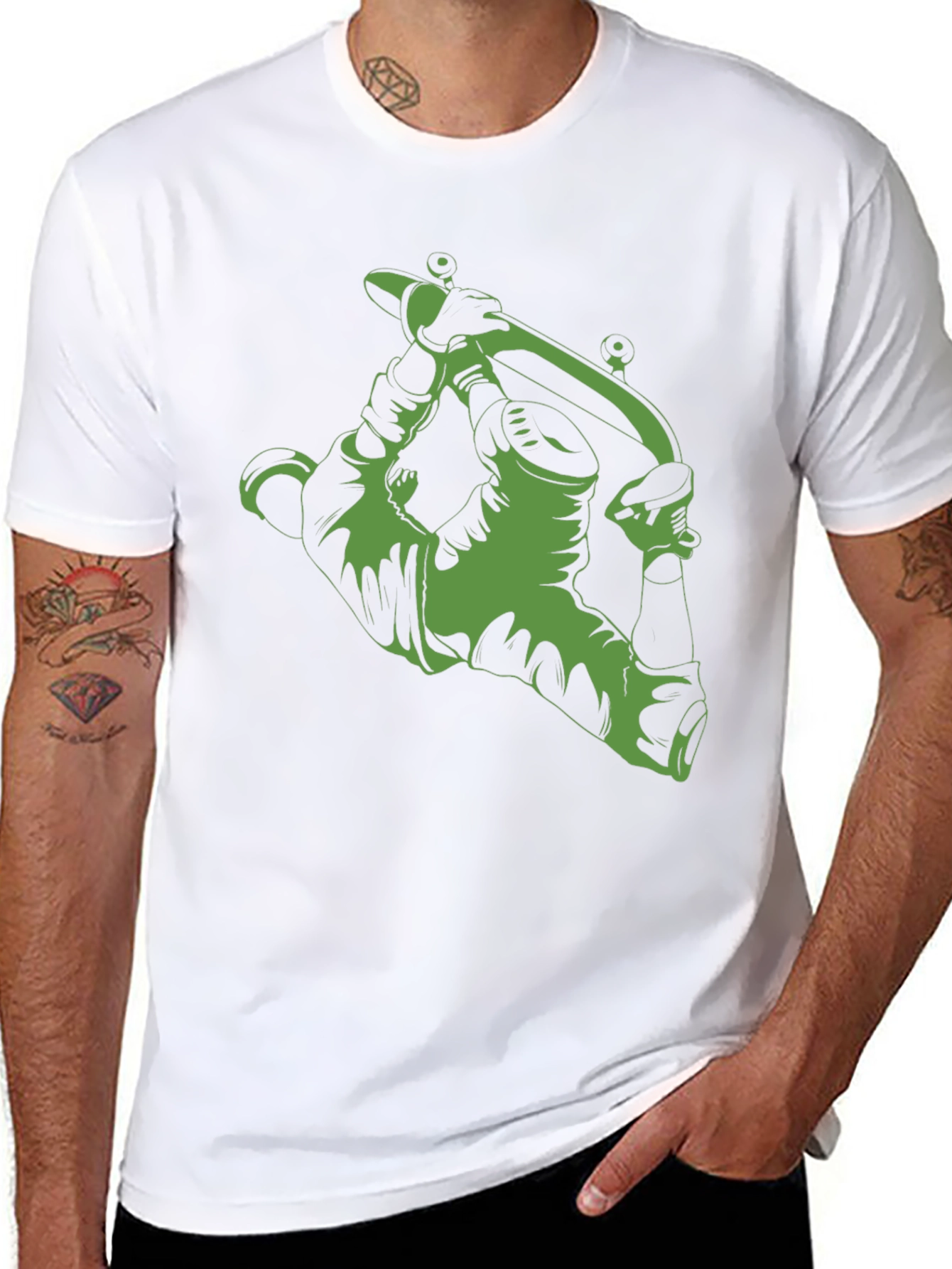 Green Tattoo Machine Graphic Black T-Shirt