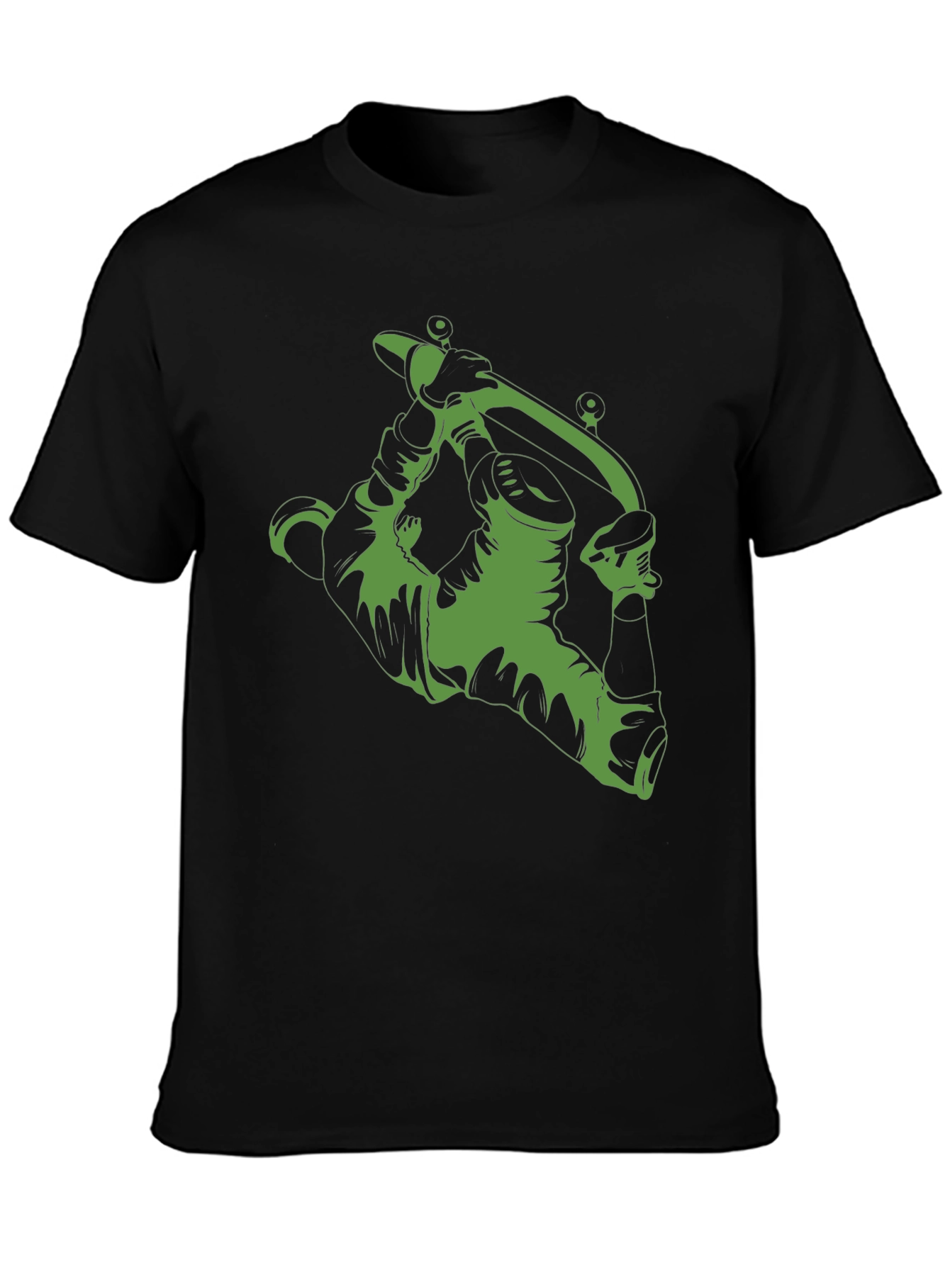 Green Tattoo Machine Graphic Black T-Shirt