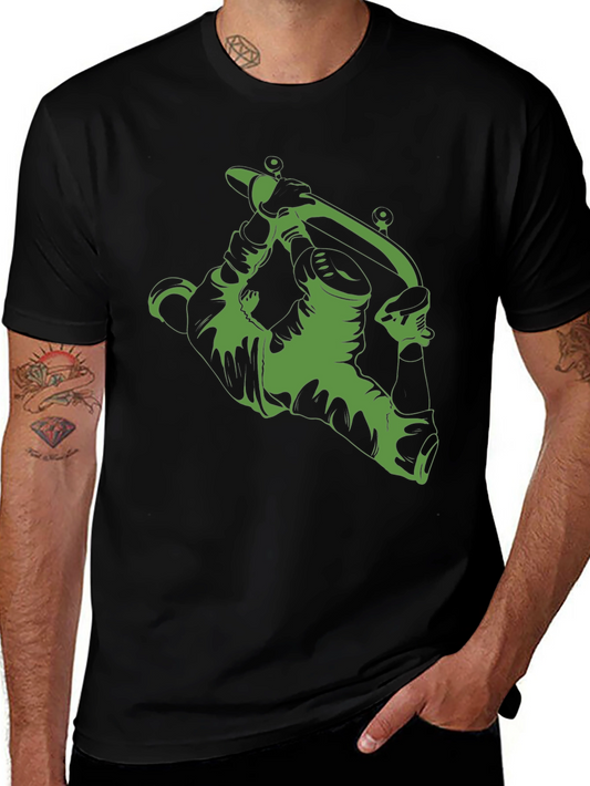 Green Tattoo Machine Graphic Black T-Shirt