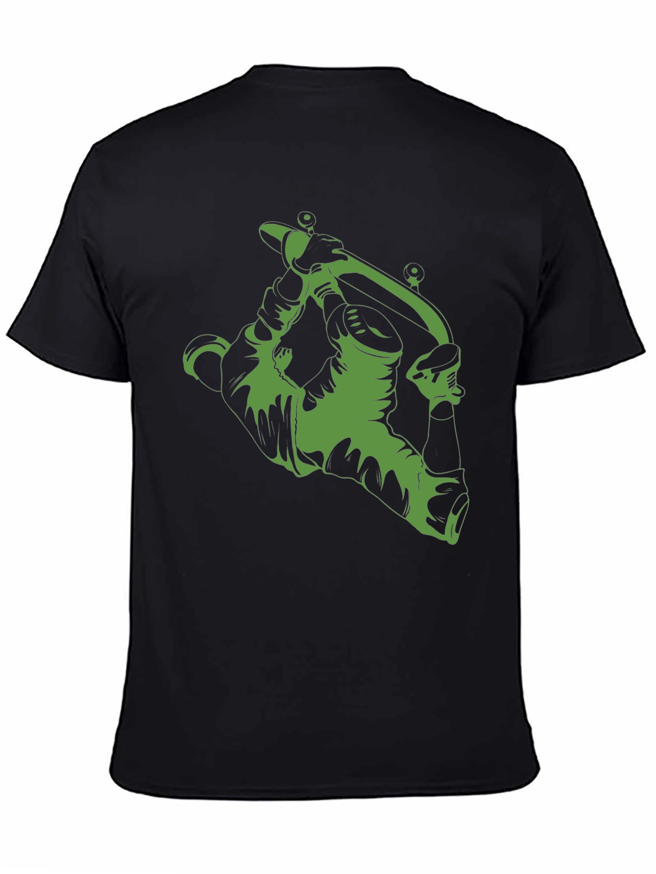 Green Tattoo Machine Graphic Black T-Shirt