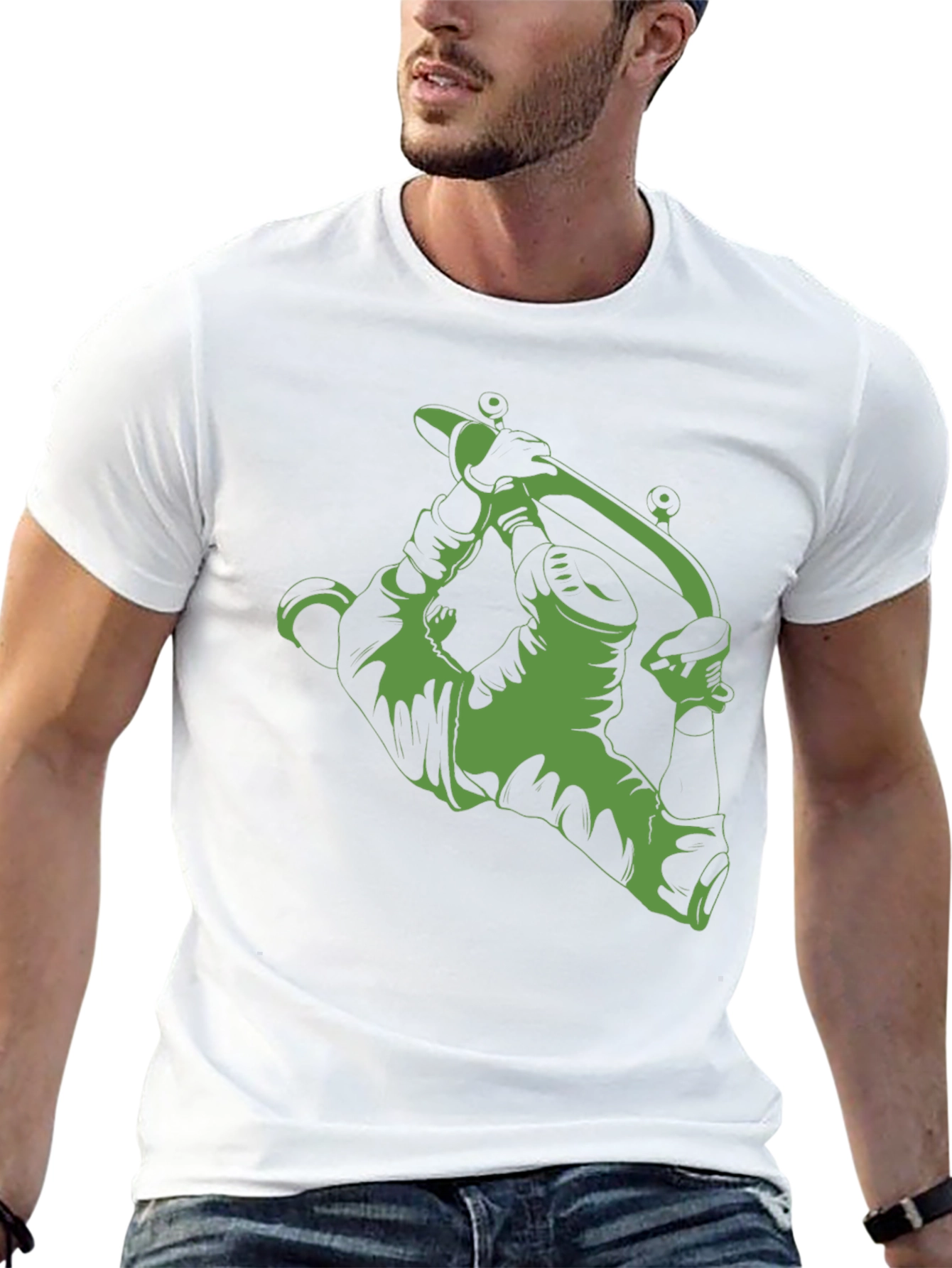 Green Tattoo Machine Graphic Black T-Shirt