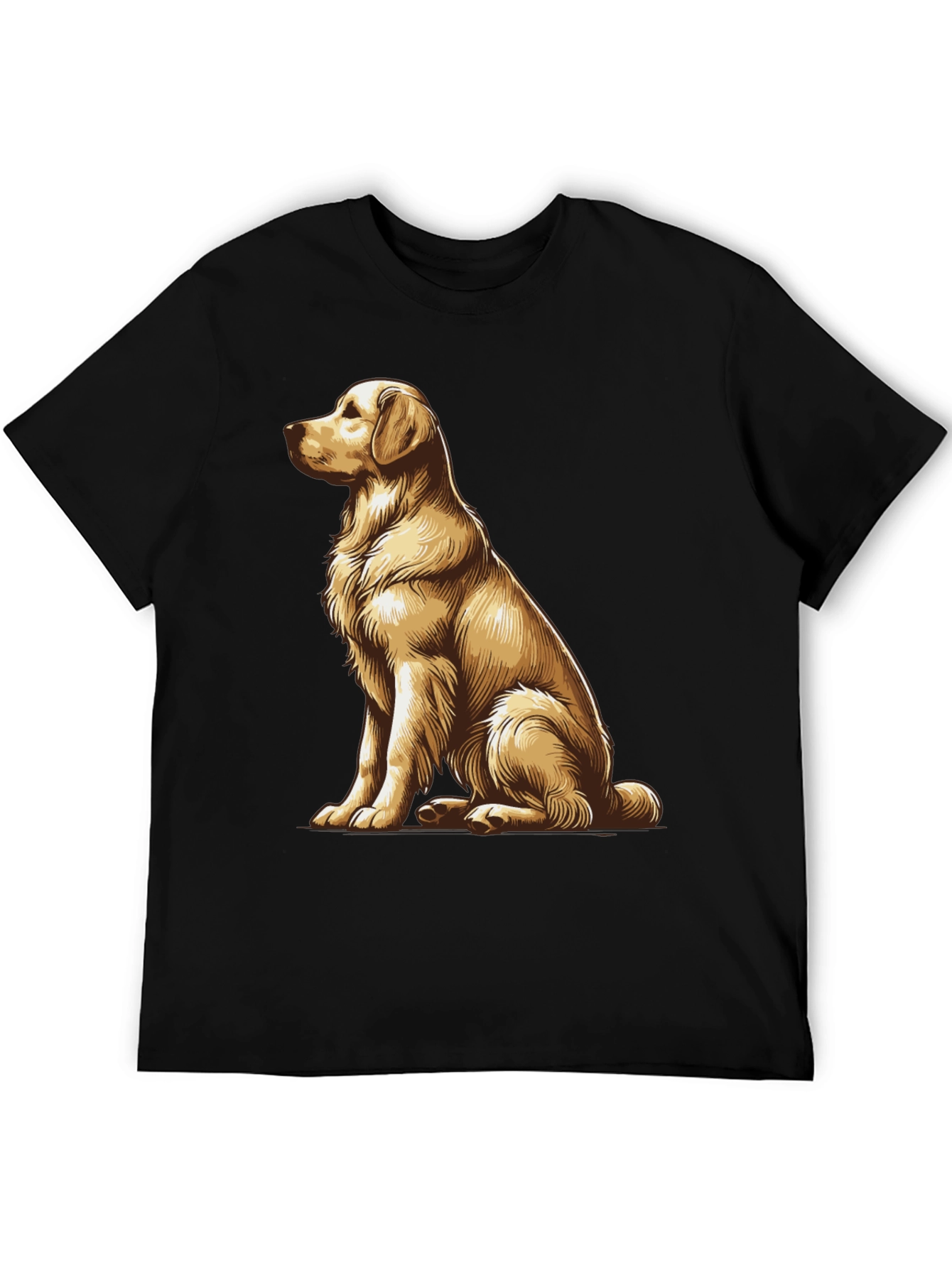 Golden Retriever Graphic Tee - Black Cotton Comfort