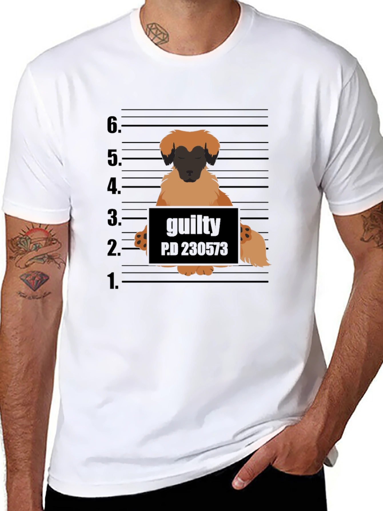 Guilty Dog Mugshot Graphic T-Shirt