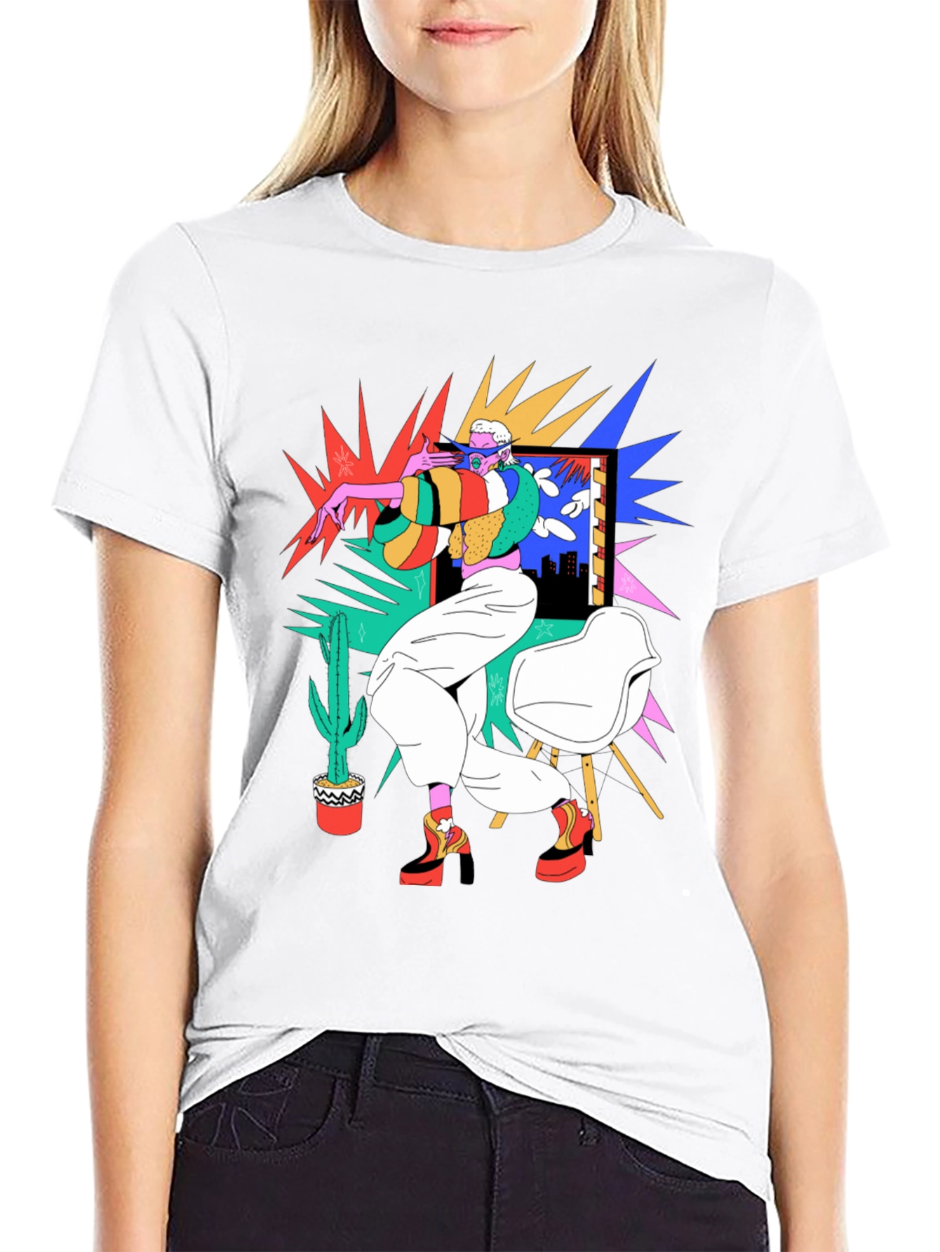 Abstract Pop Art Graphic Black T-Shirt